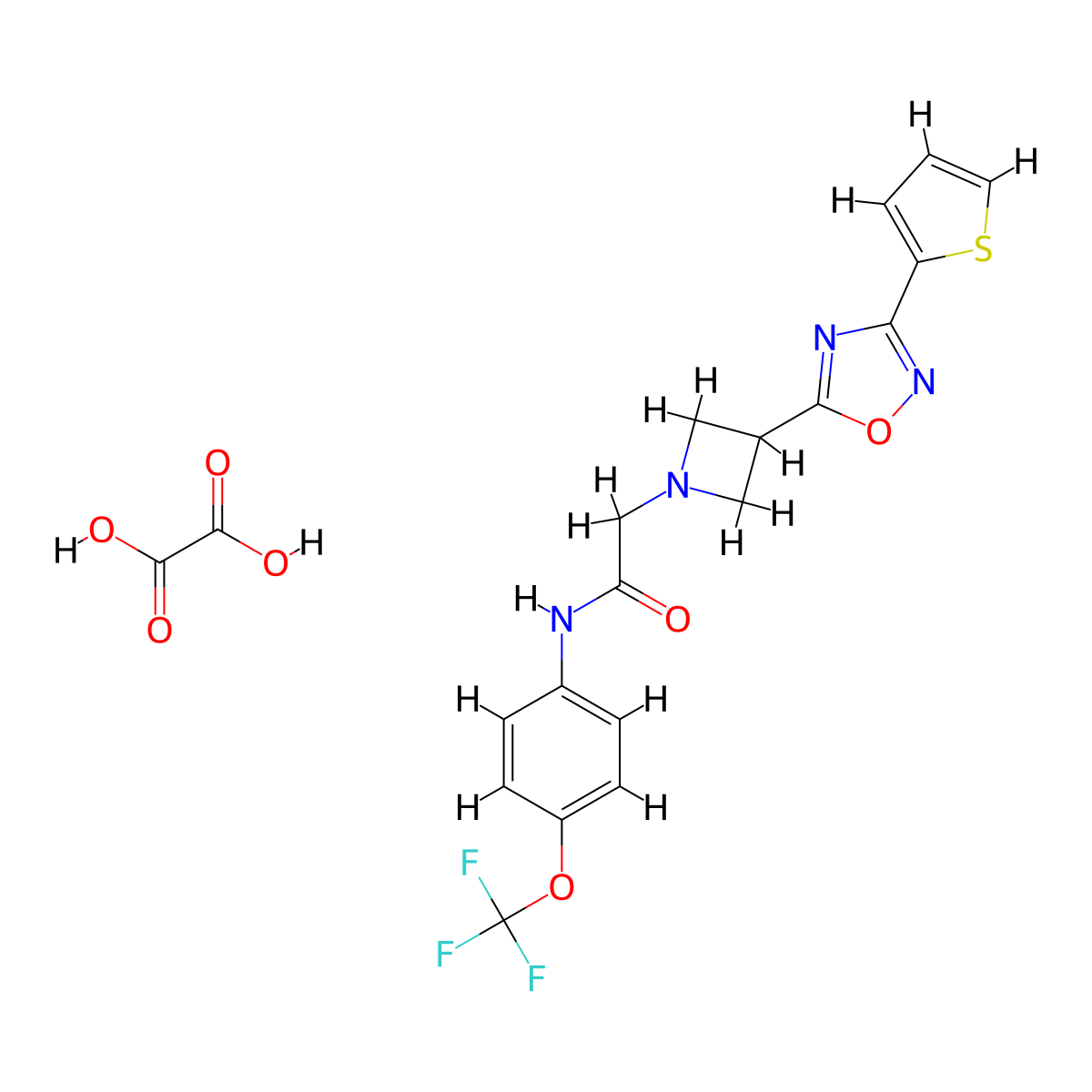 2-(3-(3-(thiophen-2-yl)-1,2,4-oxadiazol-5-yl)azetidin-1-yl)-N-(4-(trifluoromethoxy)phenyl)acetamide oxalate molecular structure, CAS 1428350-43-9