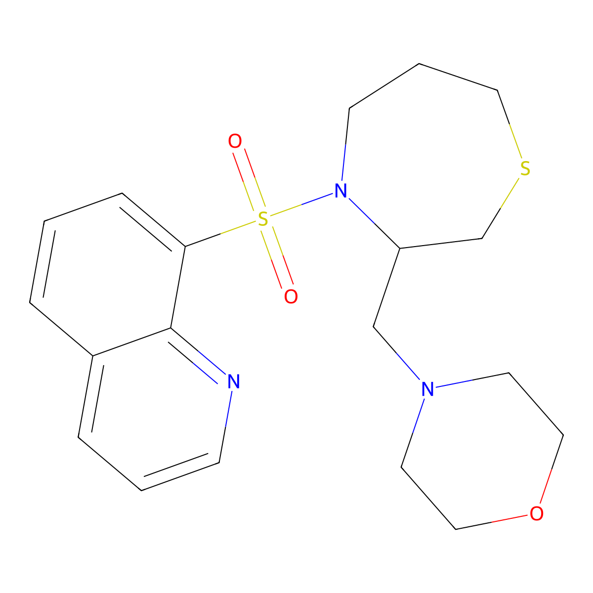 4-((4-(Quinolin-8-ylsulfonyl)-1,4-thiazepan-3-yl)methyl)morpholine molecular structure, CAS 1428350-46-2