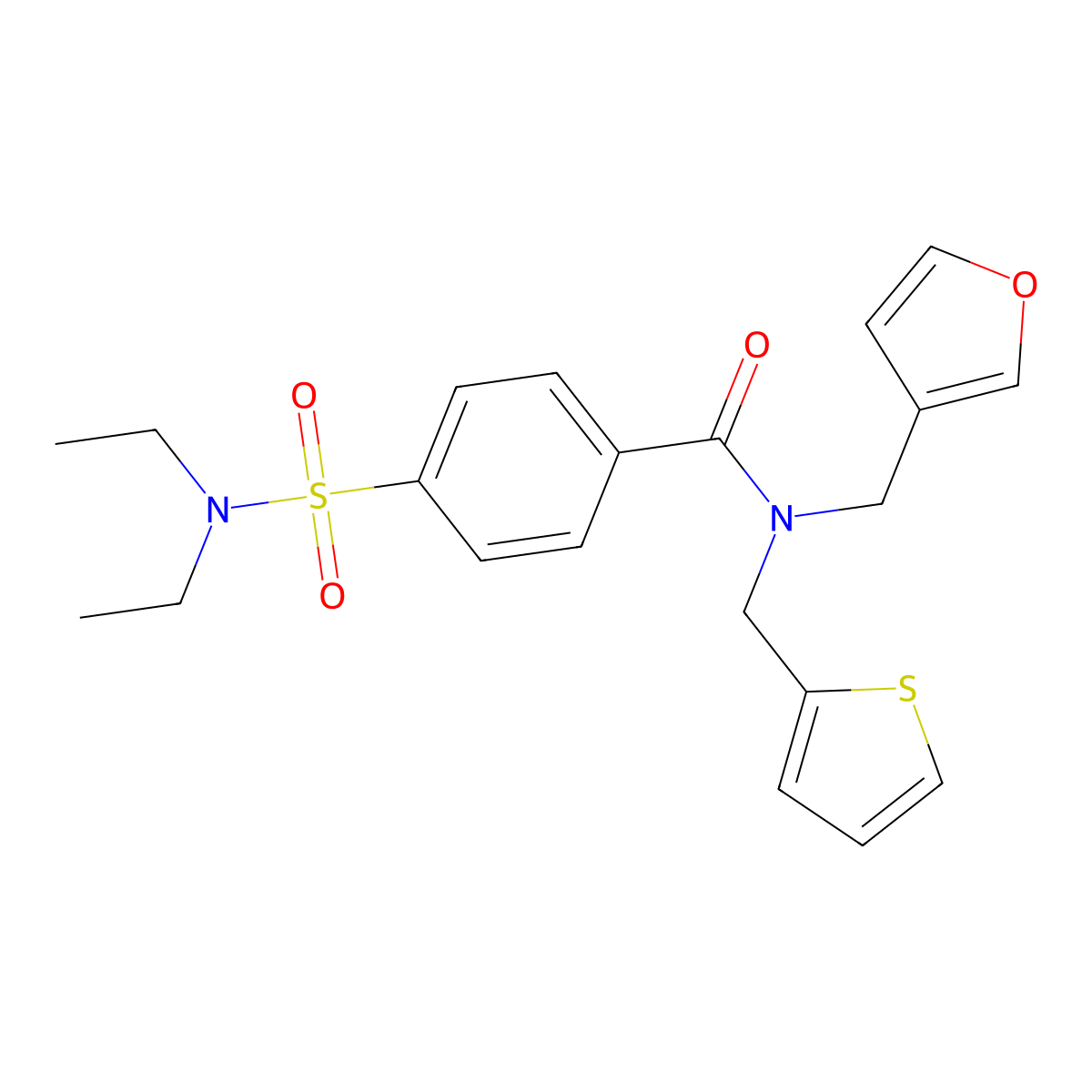 4-(N,N-diethylsulfamoyl)-N-(furan-3-ylmethyl)-N-(thiophen-2-ylmethyl)benzamide molecular structure, CAS 1428350-51-9