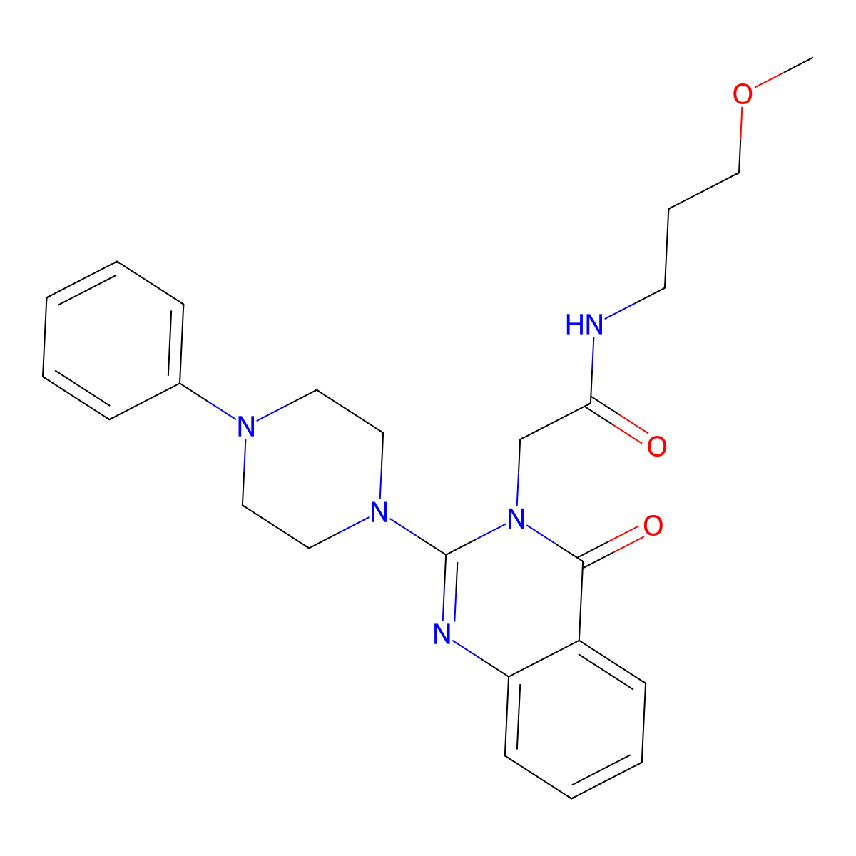 N-(3-methoxypropyl)-2-(4-oxo-2-(4-phenylpiperazin-1-yl)quinazolin-3(4H)-yl)acetamide molecular structure, CAS 1428350-52-0