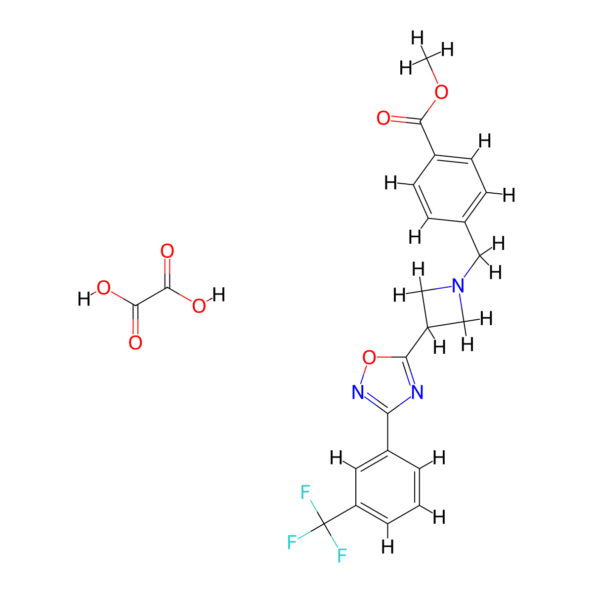 Methyl 4-((3-(3-(3-(trifluoromethyl)phenyl)-1,2,4-oxadiazol-5-yl)azetidin-1-yl)methyl)benzoate oxalate molecular structure, CAS 1428350-67-7