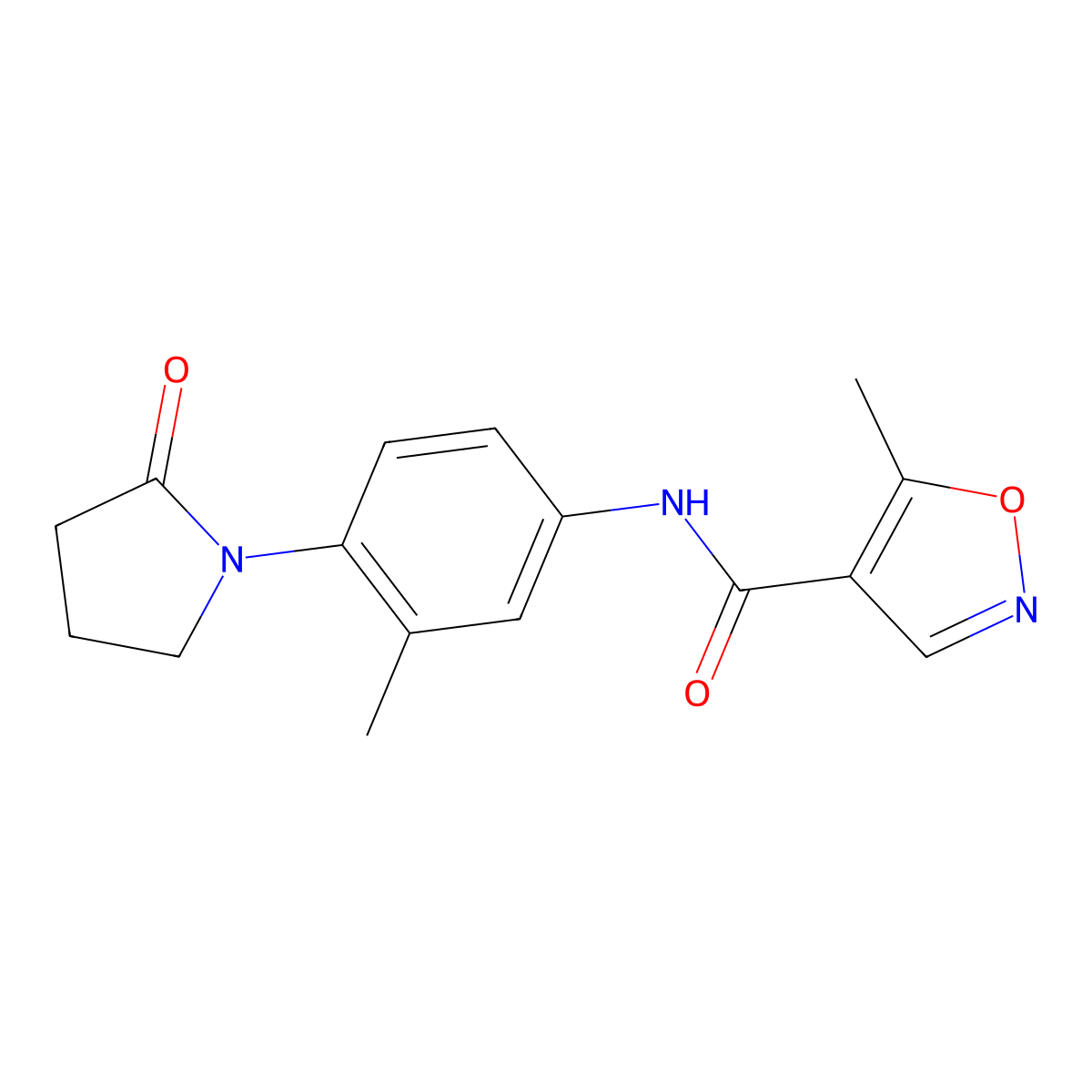 5-methyl-N-(3-methyl-4-(2-oxopyrrolidin-1-yl)phenyl)isoxazole-4-carboxamide molecular structure, CAS 1428350-70-2