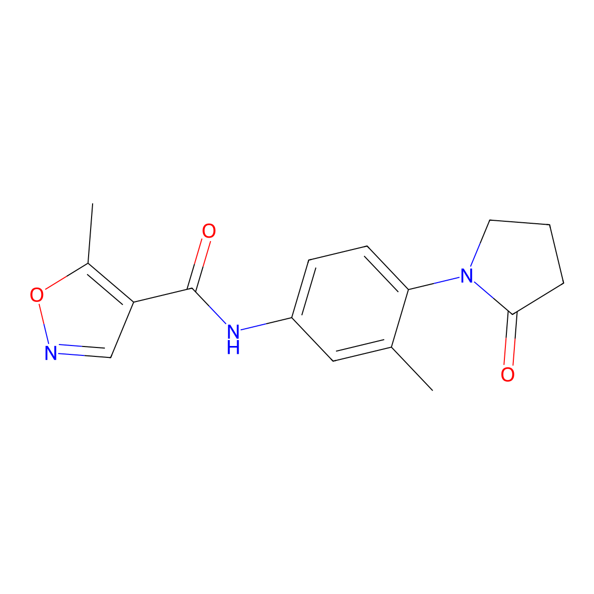 5-methyl-N-(3-methyl-4-(2-oxopyrrolidin-1-yl)phenyl)isoxazole-4-carboxamide molecular structure, CAS 1428350-70-2