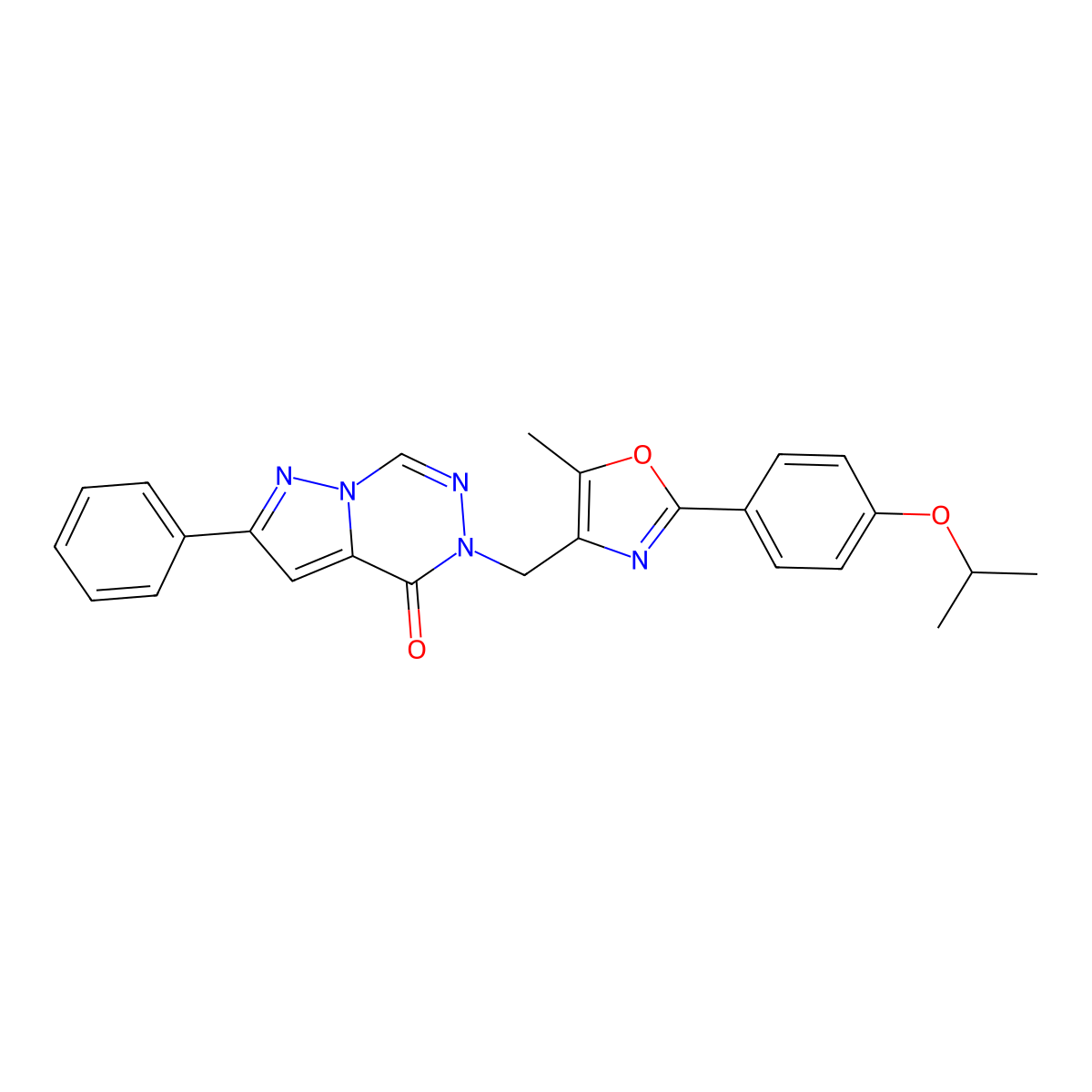 1-((2-(4-Isopropoxyphenyl)-5-methyloxazol-4-yl)methyl)-8-phenylpyrazolo[1,5-d][1,2,4]triazinone molecular structure, CAS 1428350-74-6