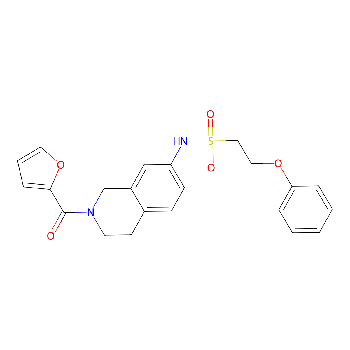 N-(2-(furan-2-carbonyl)-1,2,3,4-tetrahydroisoquinolin-7-yl)-2-phenoxyethanesulfonamide molecular structure, CAS 1428350-82-6