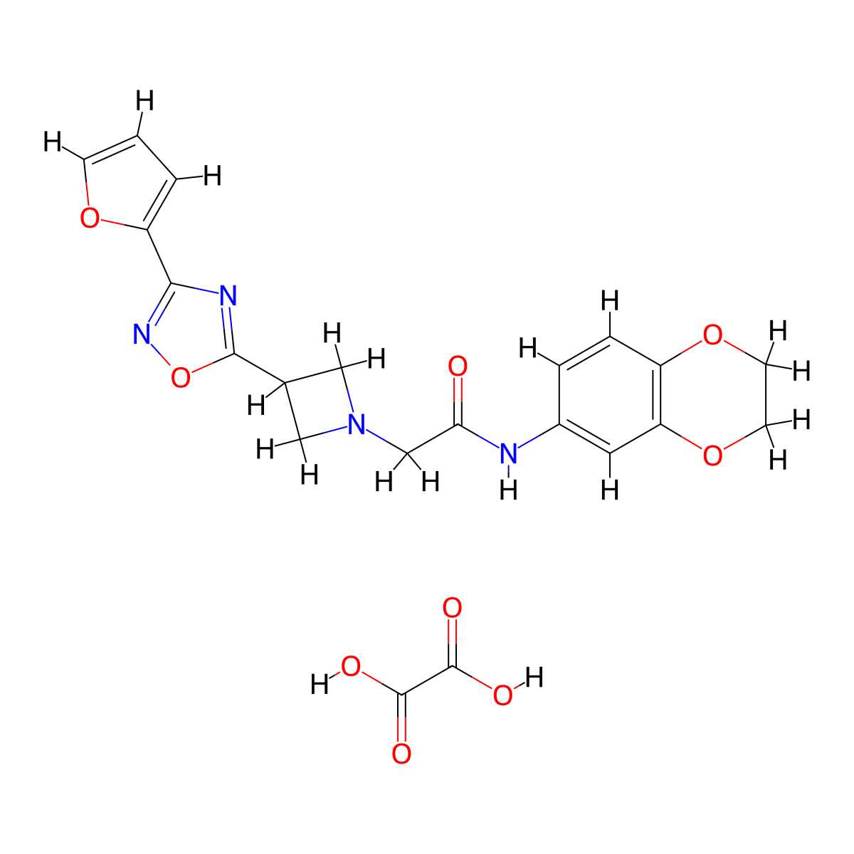 N-(2,3-dihydrobenzo[b][1,4]dioxin-6-yl)-2-(3-(3-(furan-2-yl)-1,2,4-oxadiazol-5-yl)azetidin-1-yl)acetamide oxalate molecular structure, CAS 1428350-87-1