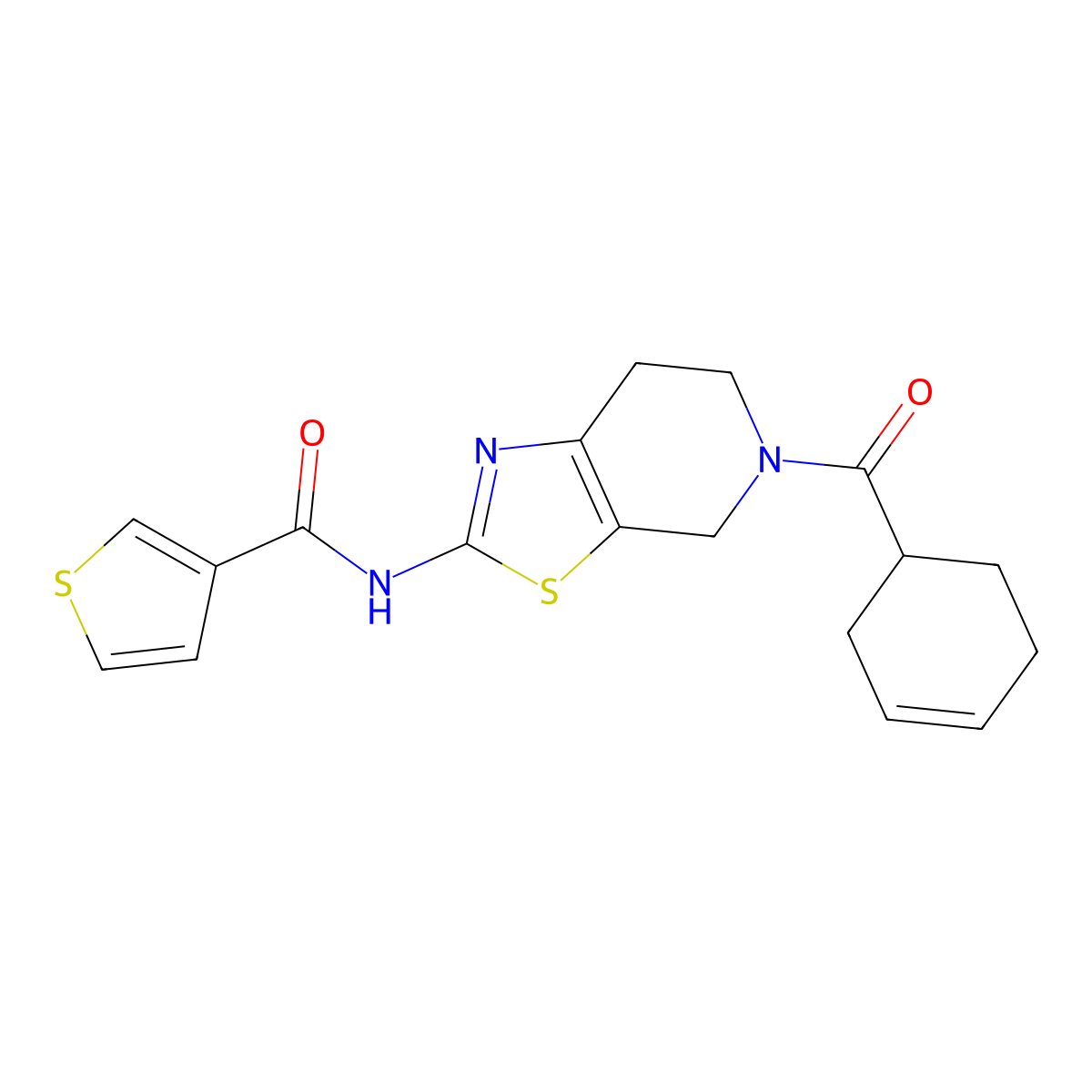 N-(5-(cyclohex-3-enecarbonyl)-4,5,6,7-tetrahydrothiazolo[5,4-c]pyridin-2-yl)thiophene-3-carboxamide molecular structure, CAS 1428350-89-3