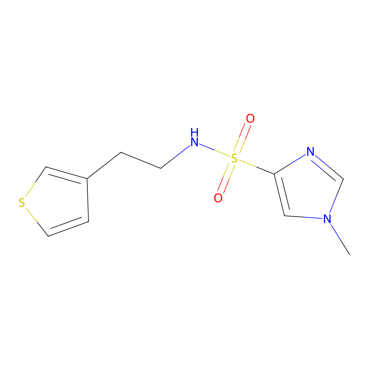1-methyl-N-[2-(thiophen-3-yl)ethyl]-1H-imidazole-4-sulfonamide molecular structure, CAS 1428350-97-3
