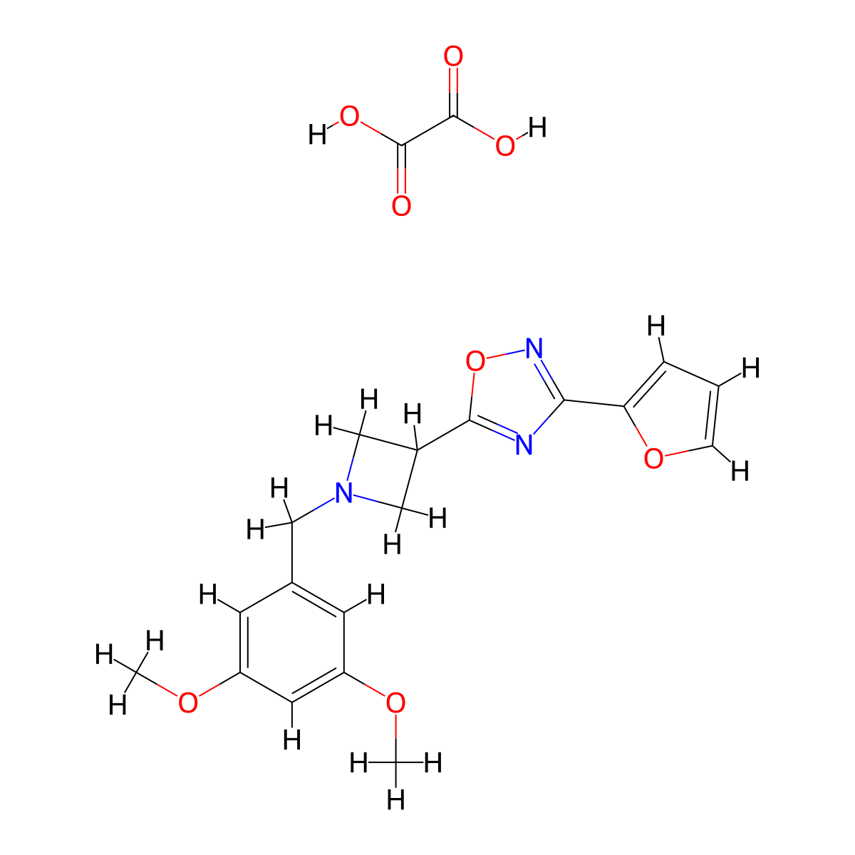 5-(1-(3,5-Dimethoxybenzyl)azetidin-3-yl)-3-(furan-2-yl)-1,2,4-oxadiazole oxalate molecular structure, CAS 1428350-99-5
