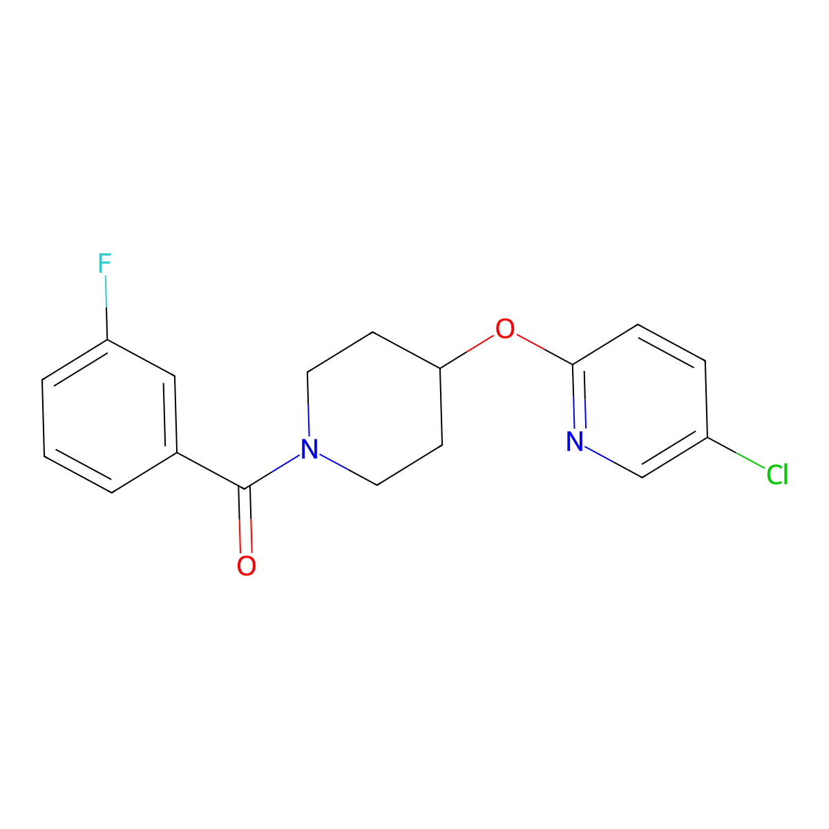(4-((5-Chloropyridin-2-yl)oxy)piperidin-1-yl)(3-fluorophenyl)methanone molecular structure, CAS 1428351-00-1