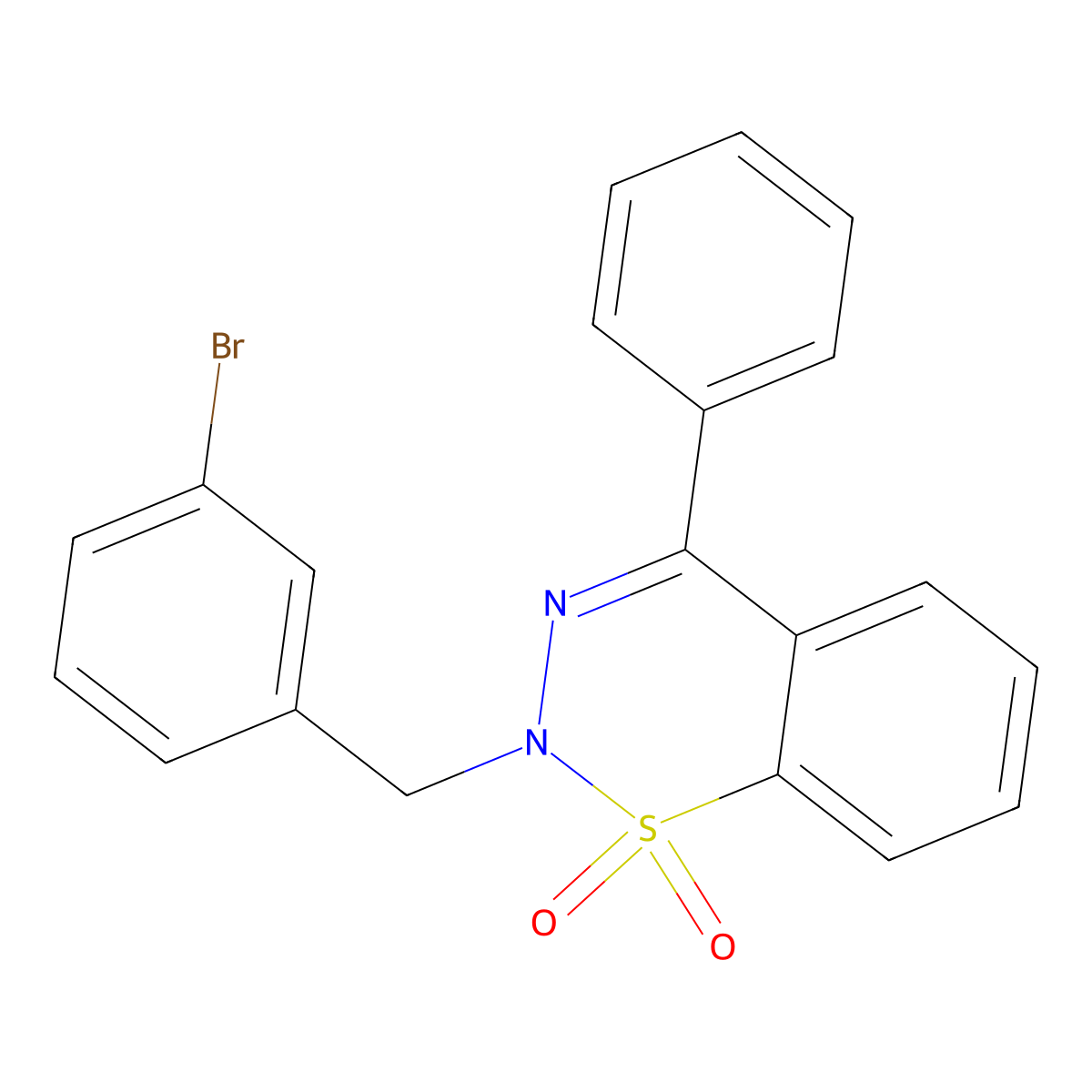 2-(3-bromobenzyl)-4-phenyl-2H-benzo[e][1,2,3]thiadiazine 1,1-dioxide molecular structure, CAS 1428351-02-3