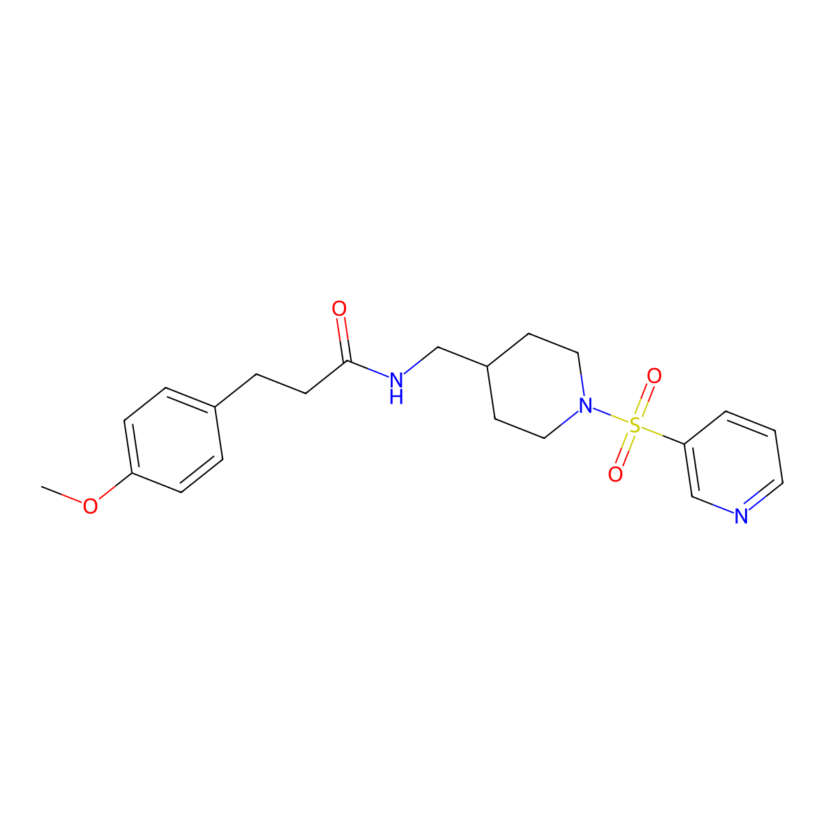 3-(4-methoxyphenyl)-N-((1-(pyridin-3-ylsulfonyl)piperidin-4-yl)methyl)propanamide molecular structure, CAS 1428351-03-4