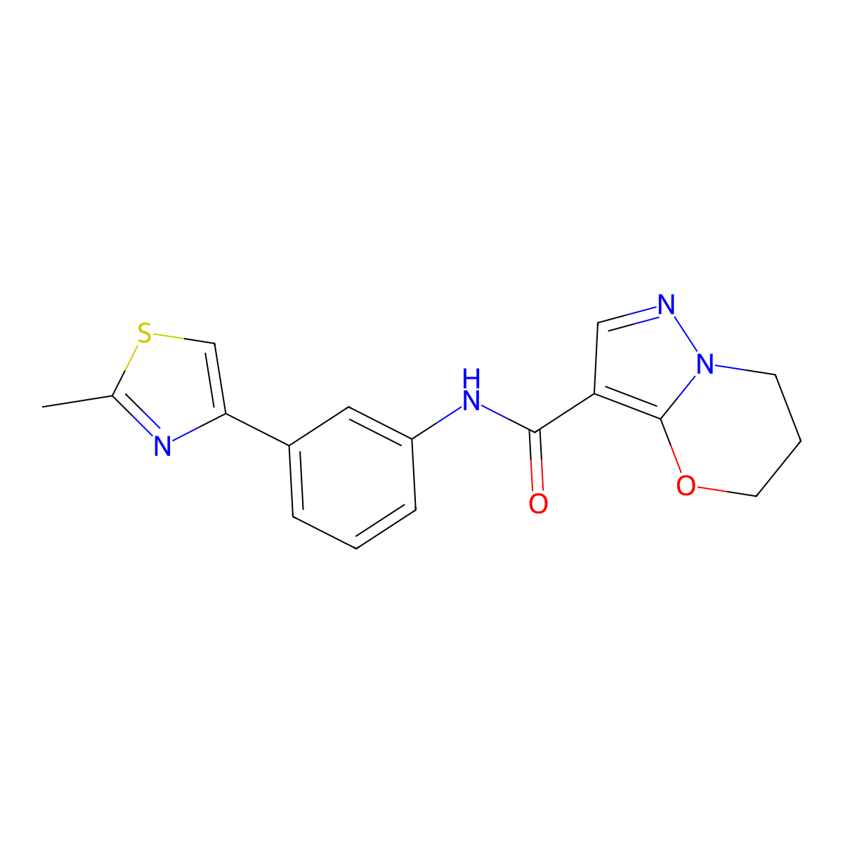 N-(3-(2-methylthiazol-4-yl)phenyl)-6,7-dihydro-5H-pyrazolo[5,1-b][1,3]oxazine-3-carboxamide molecular structure, CAS 1428351-12-5