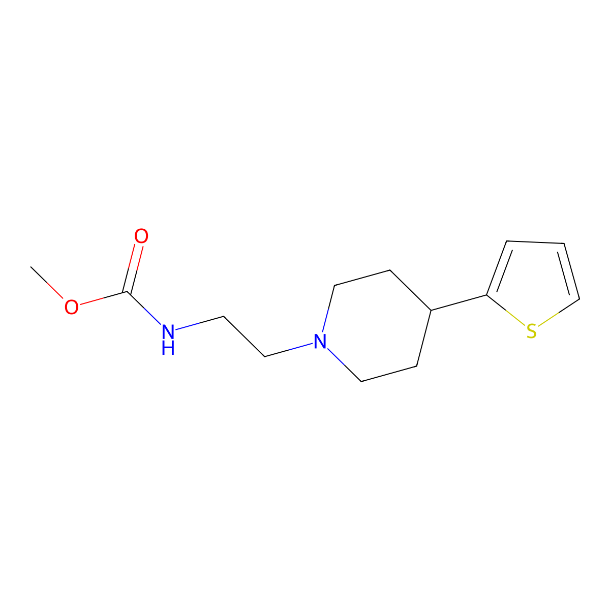 Methyl (2-(4-(thiophen-2-yl)piperidin-1-yl)ethyl)carbamate molecular structure, CAS 1428351-25-0