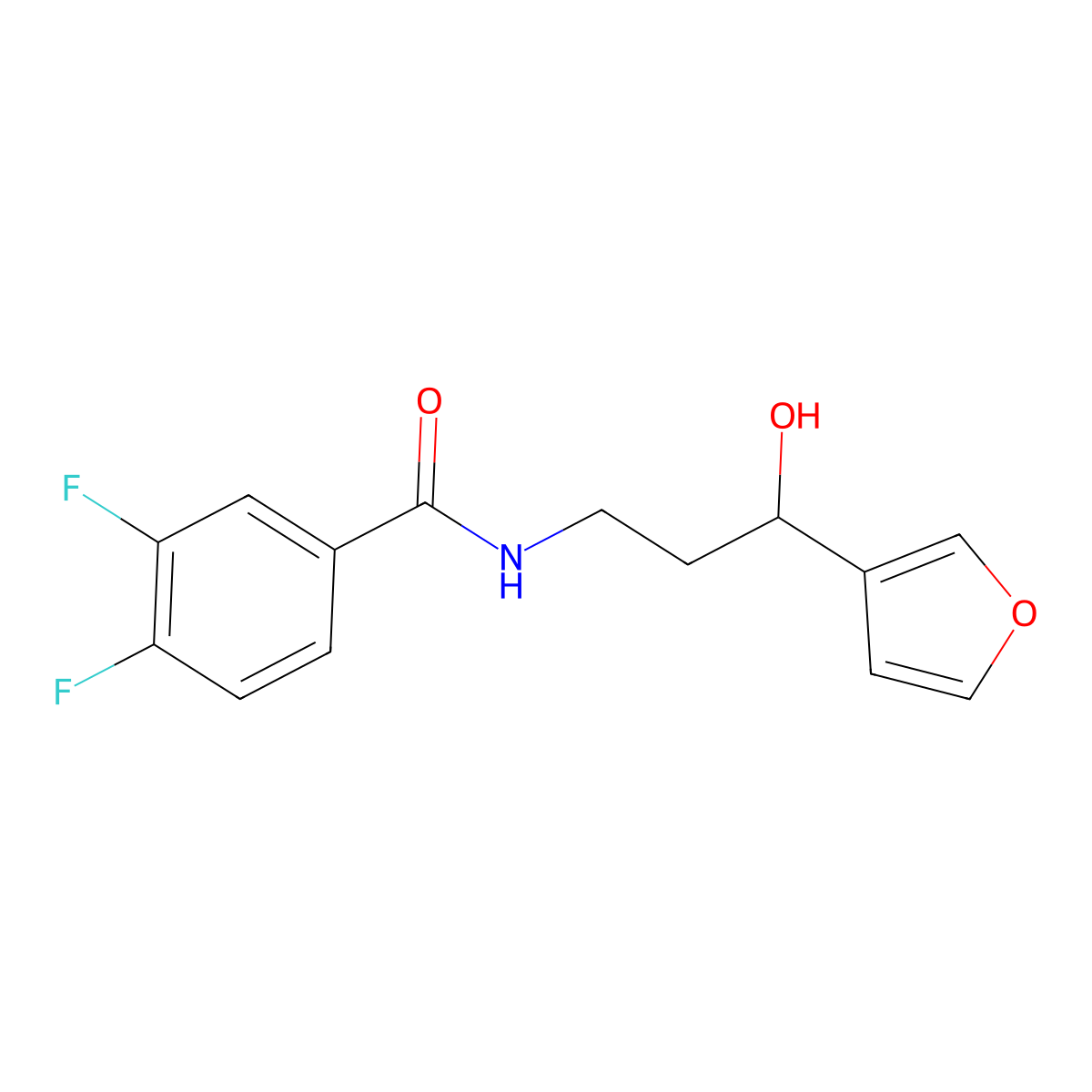 3,4-Difluoro-N-[3-(furan-3-YL)-3-hydroxypropyl]benzamide molecular structure, CAS 1428351-26-1