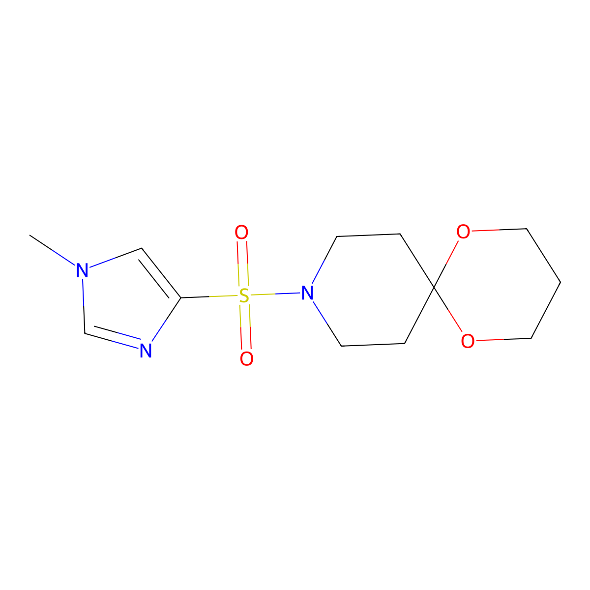 9-((1-methyl-1H-imidazol-4-yl)sulfonyl)-1,5-dioxa-9-azaspiro[5.5]undecane molecular structure, CAS 1428351-34-1
