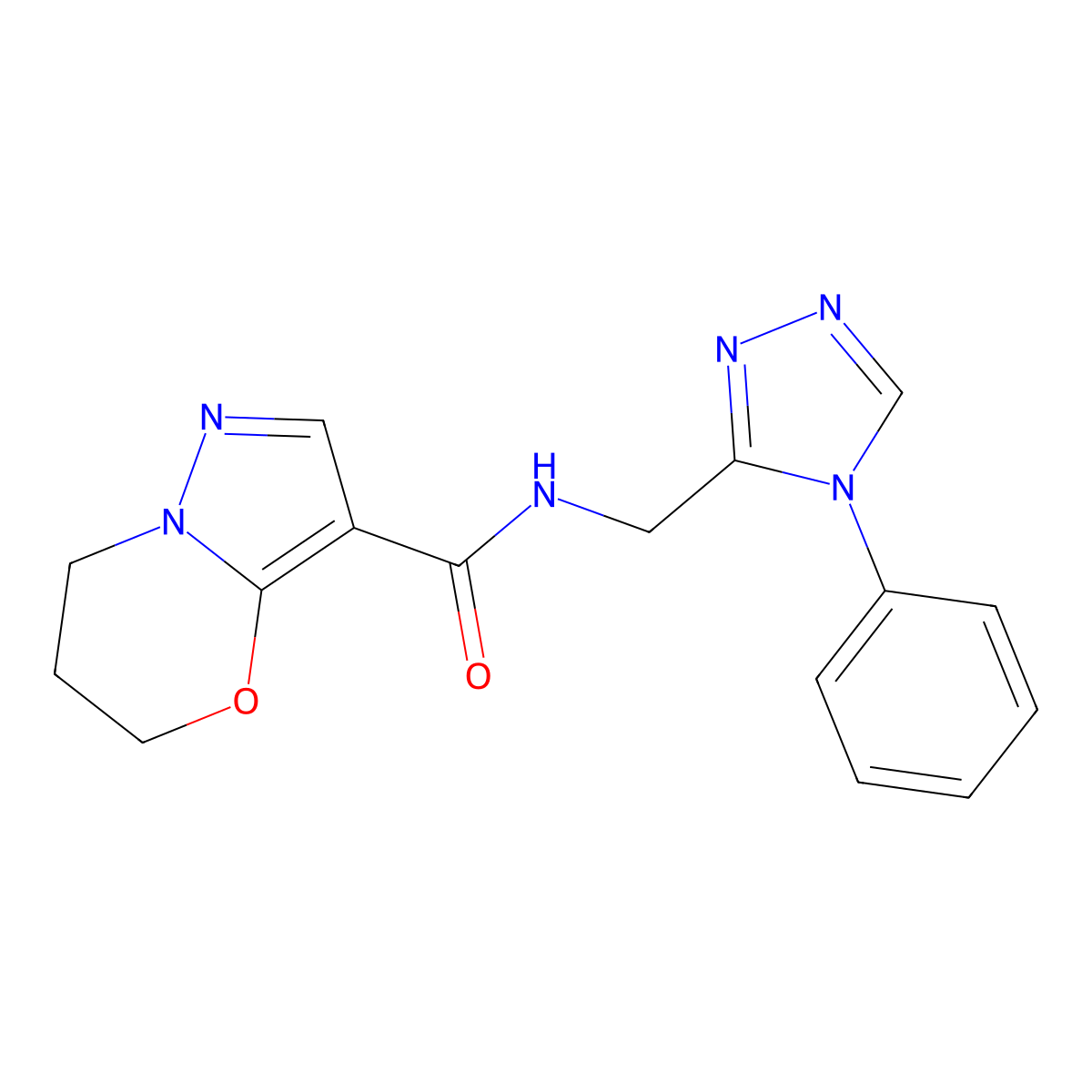 N-((4-phenyl-4H-1,2,4-triazol-3-yl)methyl)-6,7-dihydro-5H-pyrazolo[5,1-b][1,3]oxazine-3-carboxamide molecular structure, CAS 1428351-38-5