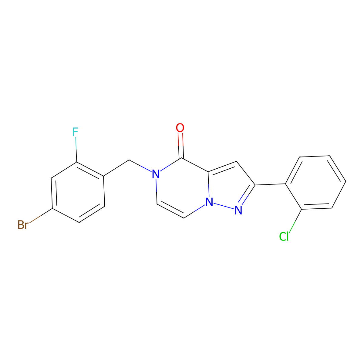 5-[(4-bromo-2-fluorophenyl)methyl]-2-(2-chlorophenyl)-4H,5H-pyrazolo[1,5-a]pyrazin-4-one molecular structure, CAS 1428351-44-3