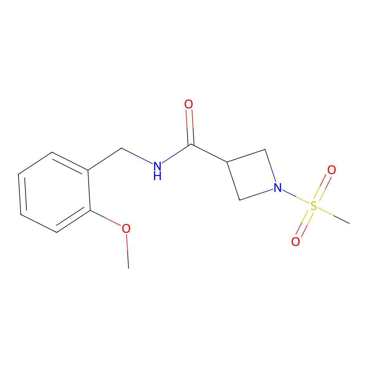 N-(2-methoxybenzyl)-1-(methylsulfonyl)azetidine-3-carboxamide molecular structure, CAS 1428351-50-1