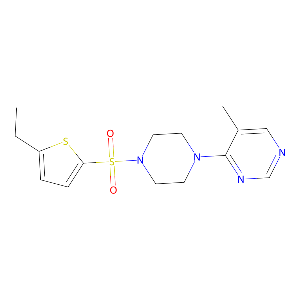 4-(4-((5-Ethylthiophen-2-yl)sulfonyl)piperazin-1-yl)-5-methylpyrimidine molecular structure, CAS 1428351-51-2