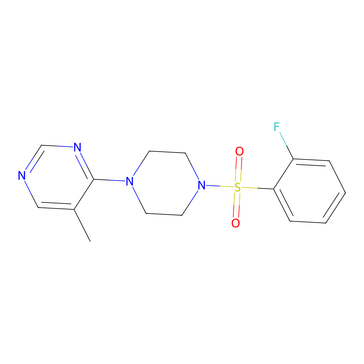 4-(4-((2-Fluorophenyl)sulfonyl)piperazin-1-yl)-5-methylpyrimidine molecular structure, CAS 1428351-52-3