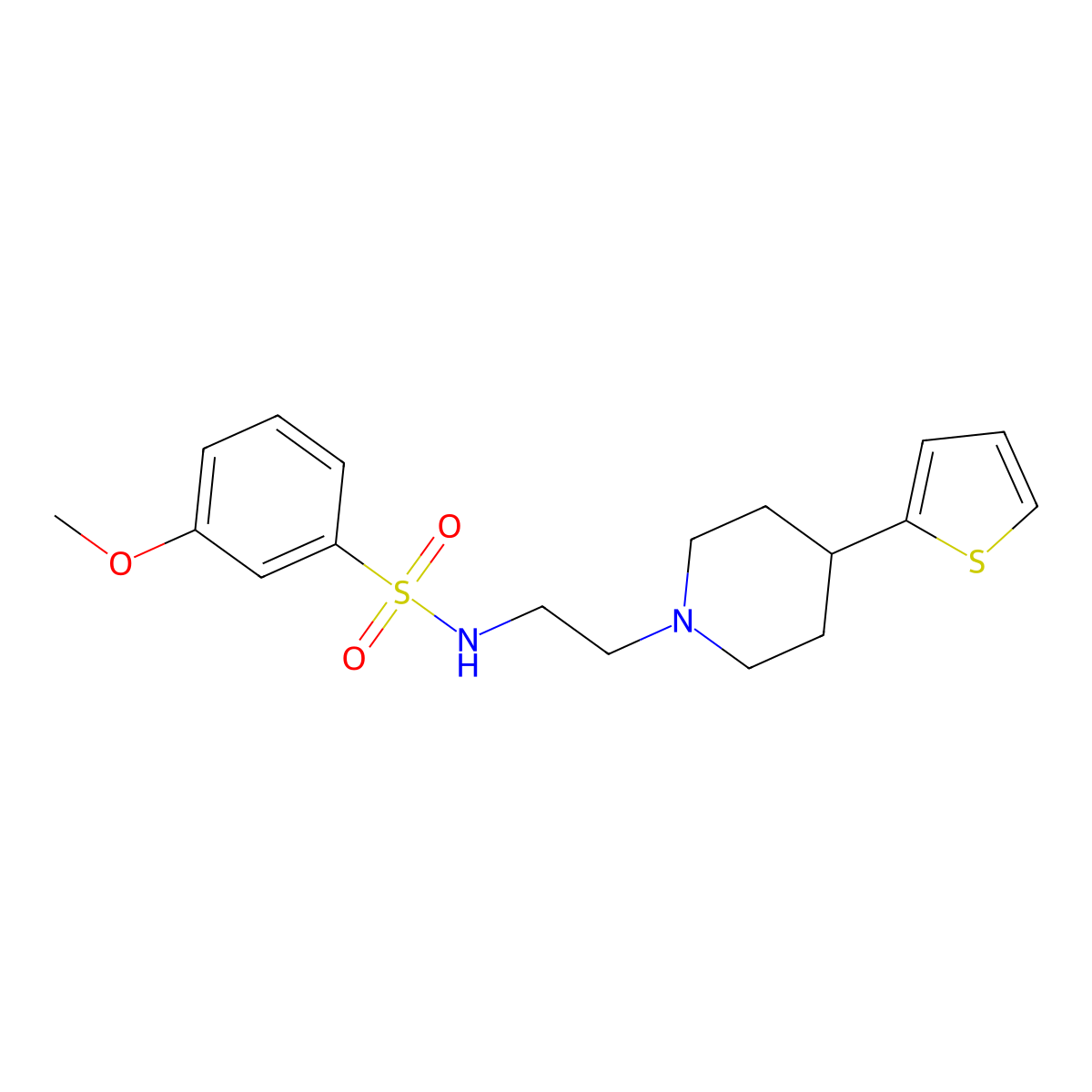 3-methoxy-N-(2-(4-(thiophen-2-yl)piperidin-1-yl)ethyl)benzenesulfonamide molecular structure, CAS 1428351-56-7