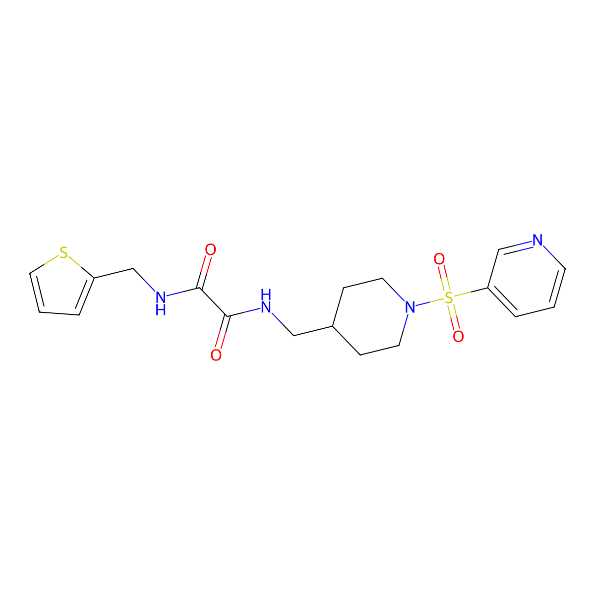 N1-((1-(pyridin-3-ylsulfonyl)piperidin-4-yl)methyl)-N2-(thiophen-2-ylmethyl)oxalamide molecular structure, CAS 1428351-60-3