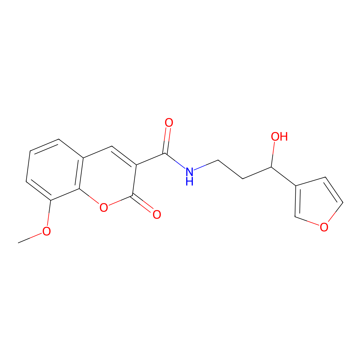 N-(3-(furan-3-yl)-3-hydroxypropyl)-8-methoxy-2-oxo-2H-chromene-3-carboxamide molecular structure, CAS 1428351-68-1