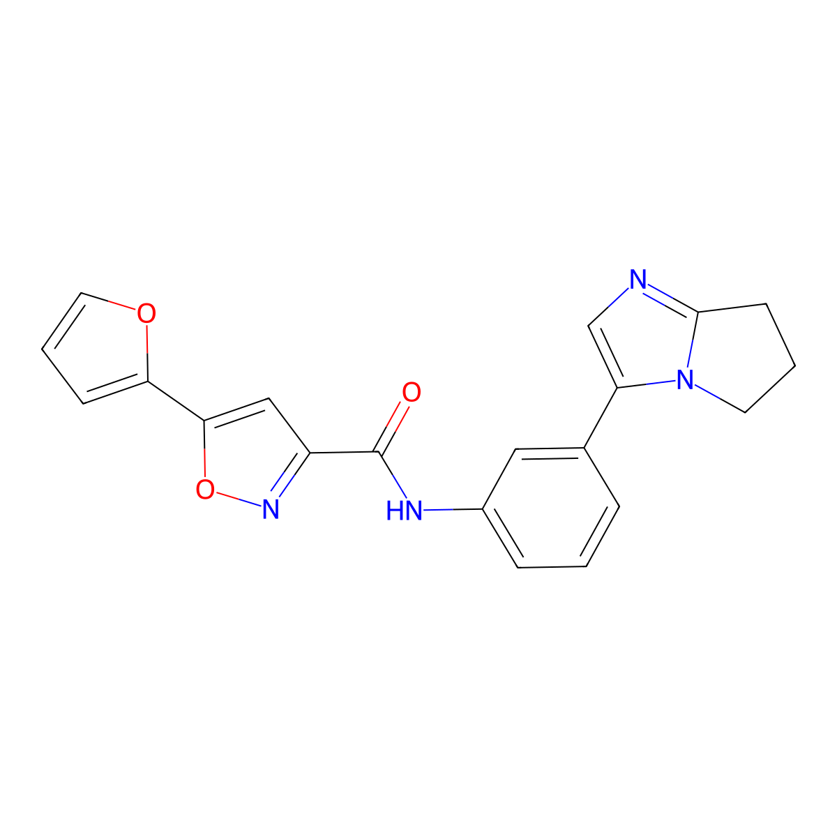 N-(3-(6,7-dihydro-5H-pyrrolo[1,2-a]imidazol-3-yl)phenyl)-5-(furan-2-yl)isoxazole-3-carboxamide molecular structure, CAS 1428351-70-5