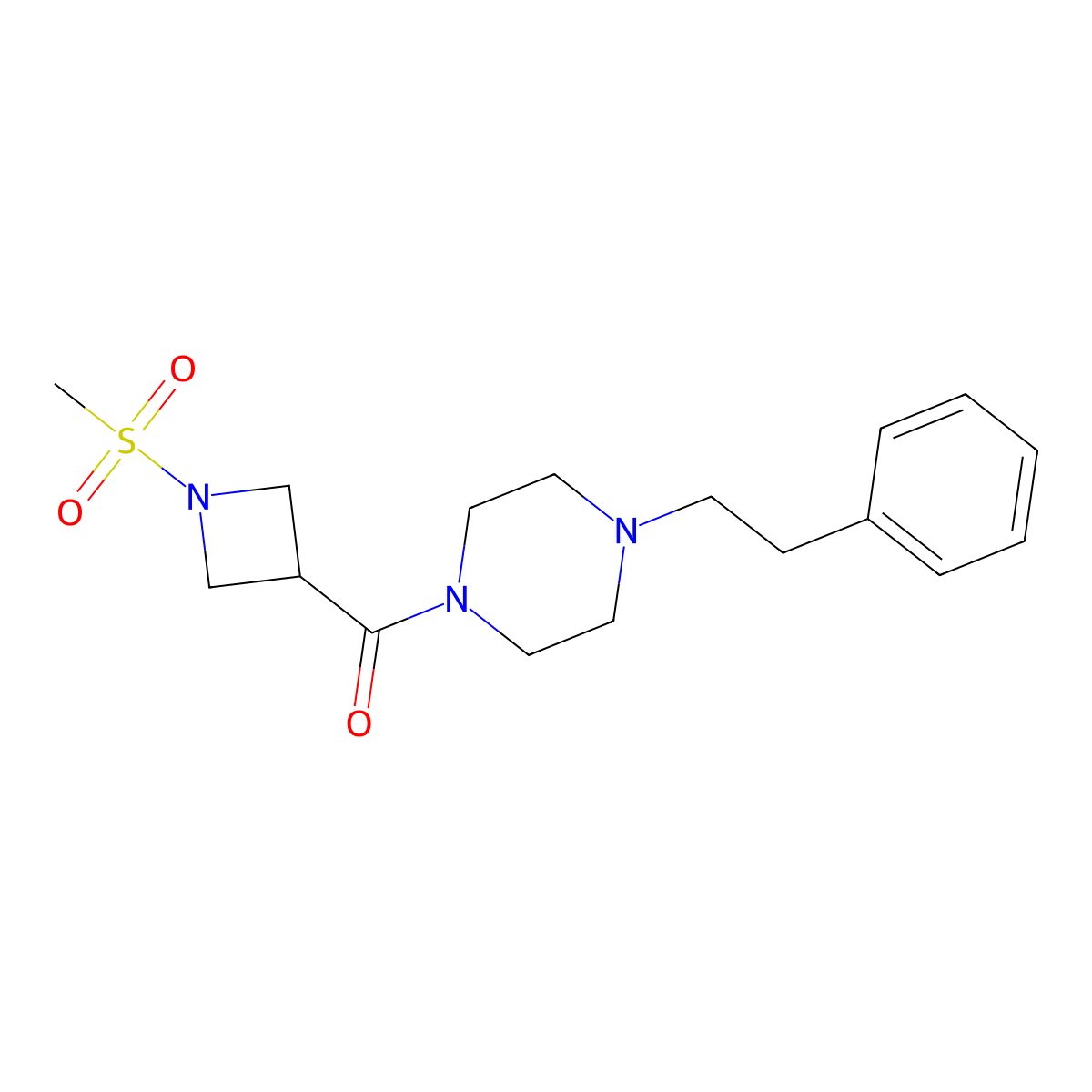 (1-(Methylsulfonyl)azetidin-3-yl)(4-phenethylpiperazin-1-yl)methanone molecular structure, CAS 1428351-71-6