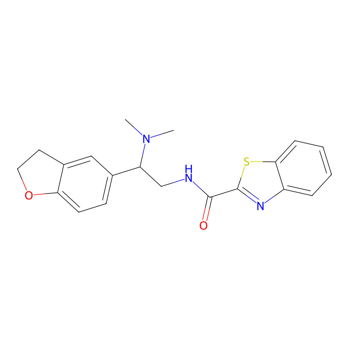 N-[2-(2,3-Dihydro-1-benzofuran-5-YL)-2-(dimethylamino)ethyl]-1,3-benzothiazole-2-carboxamide molecular structure, CAS 1428351-73-8