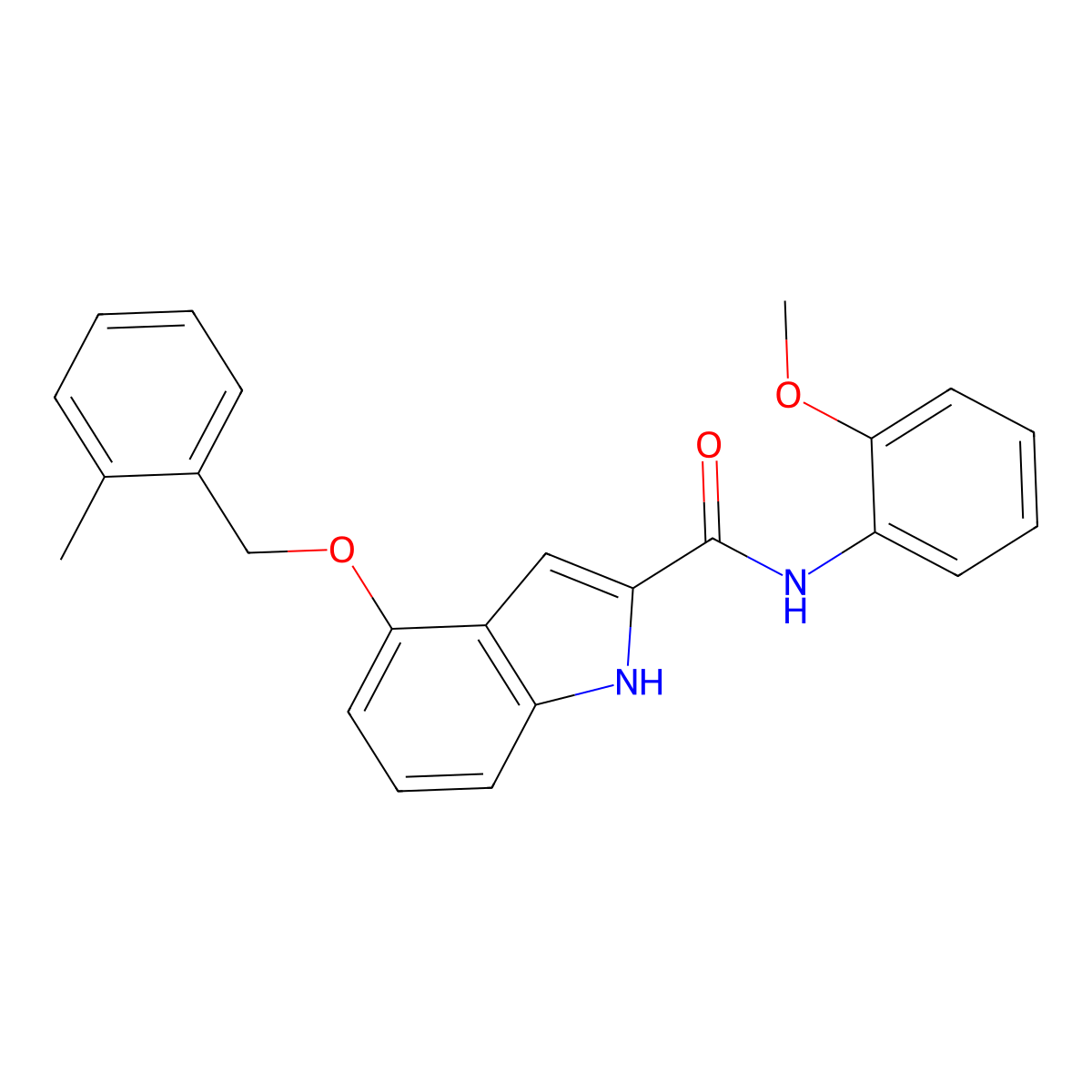 N-(2-Methoxyphenyl)-4-[(2-methylphenyl)methoxy]-1H-indole-2-carboxamide molecular structure, CAS 1428351-78-3