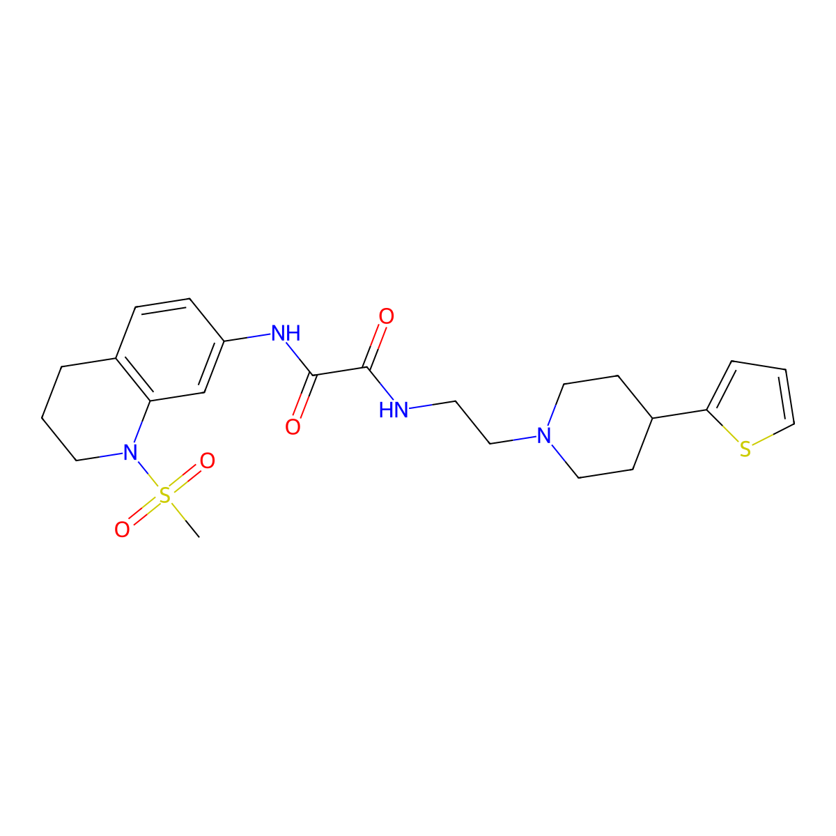N1-(1-(methylsulfonyl)-1,2,3,4-tetrahydroquinolin-7-yl)-N2-(2-(4-(thiophen-2-yl)piperidin-1-yl)ethyl)oxalamide molecular structure, CAS 1428351-87-4