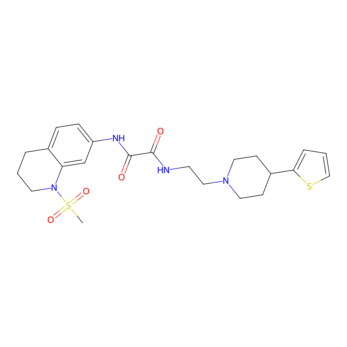 N1-(1-(methylsulfonyl)-1,2,3,4-tetrahydroquinolin-7-yl)-N2-(2-(4-(thiophen-2-yl)piperidin-1-yl)ethyl)oxalamide molecular structure, CAS 1428351-87-4