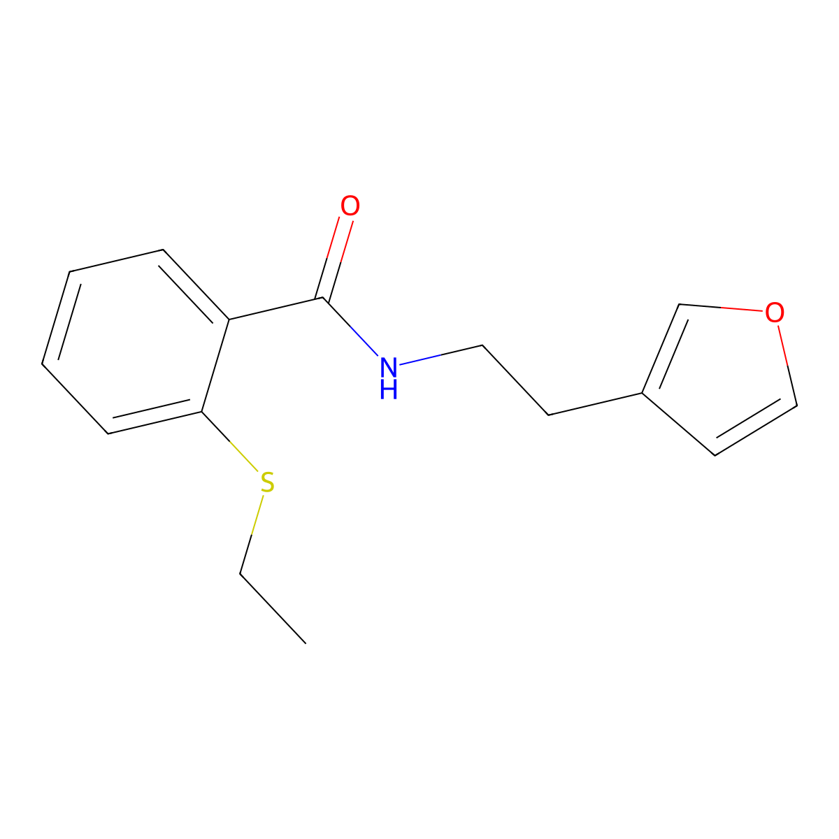 2-(ethylthio)-N-(2-(furan-3-yl)ethyl)benzamide molecular structure, CAS 1428352-09-3