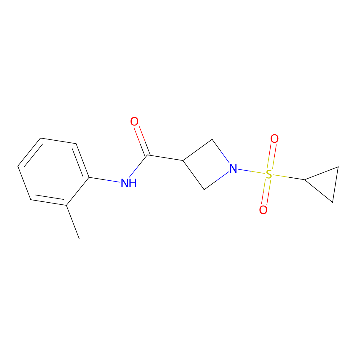 1-(cyclopropylsulfonyl)-N-(o-tolyl)azetidine-3-carboxamide molecular structure, CAS 1428352-18-4