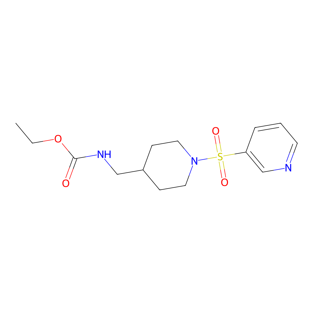 Ethyl ((1-(pyridin-3-ylsulfonyl)piperidin-4-yl)methyl)carbamate molecular structure, CAS 1428352-23-1