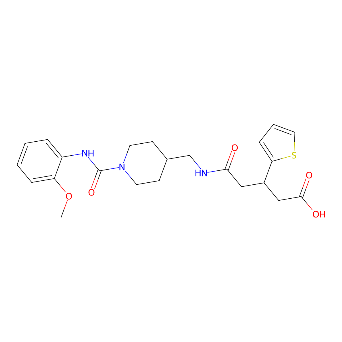 5-(((1-((2-Methoxyphenyl)carbamoyl)piperidin-4-yl)methyl)amino)-5-oxo-3-(thiophen-2-yl)pentanoic acid molecular structure, CAS 1428352-28-6