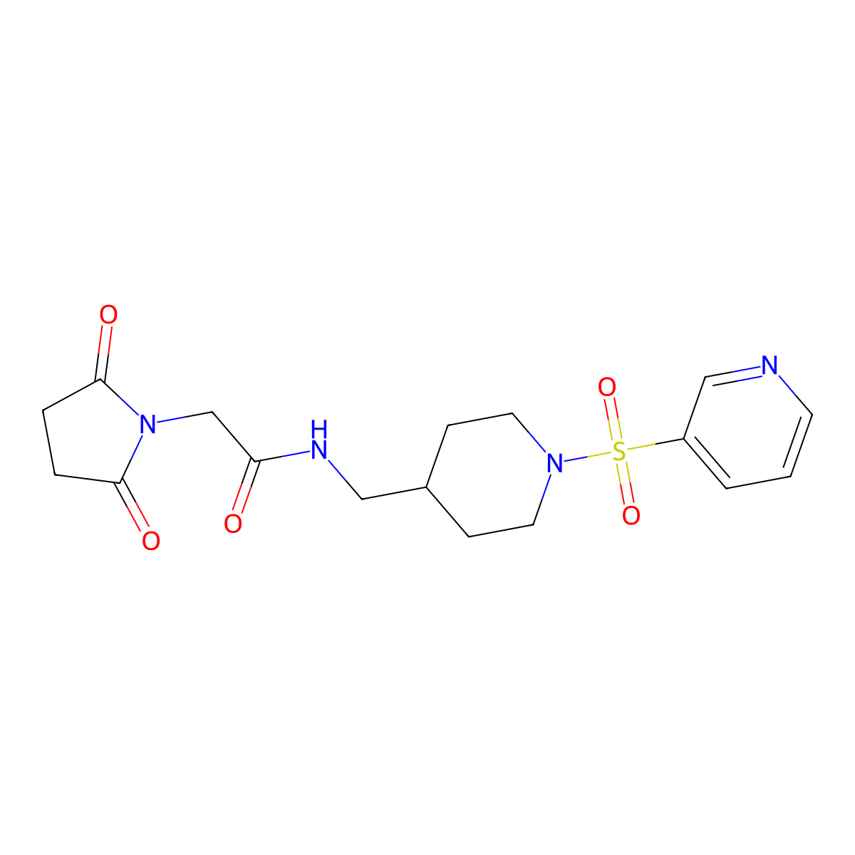 2-(2,5-dioxopyrrolidin-1-yl)-N-((1-(pyridin-3-ylsulfonyl)piperidin-4-yl)methyl)acetamide molecular structure, CAS 1428352-35-5