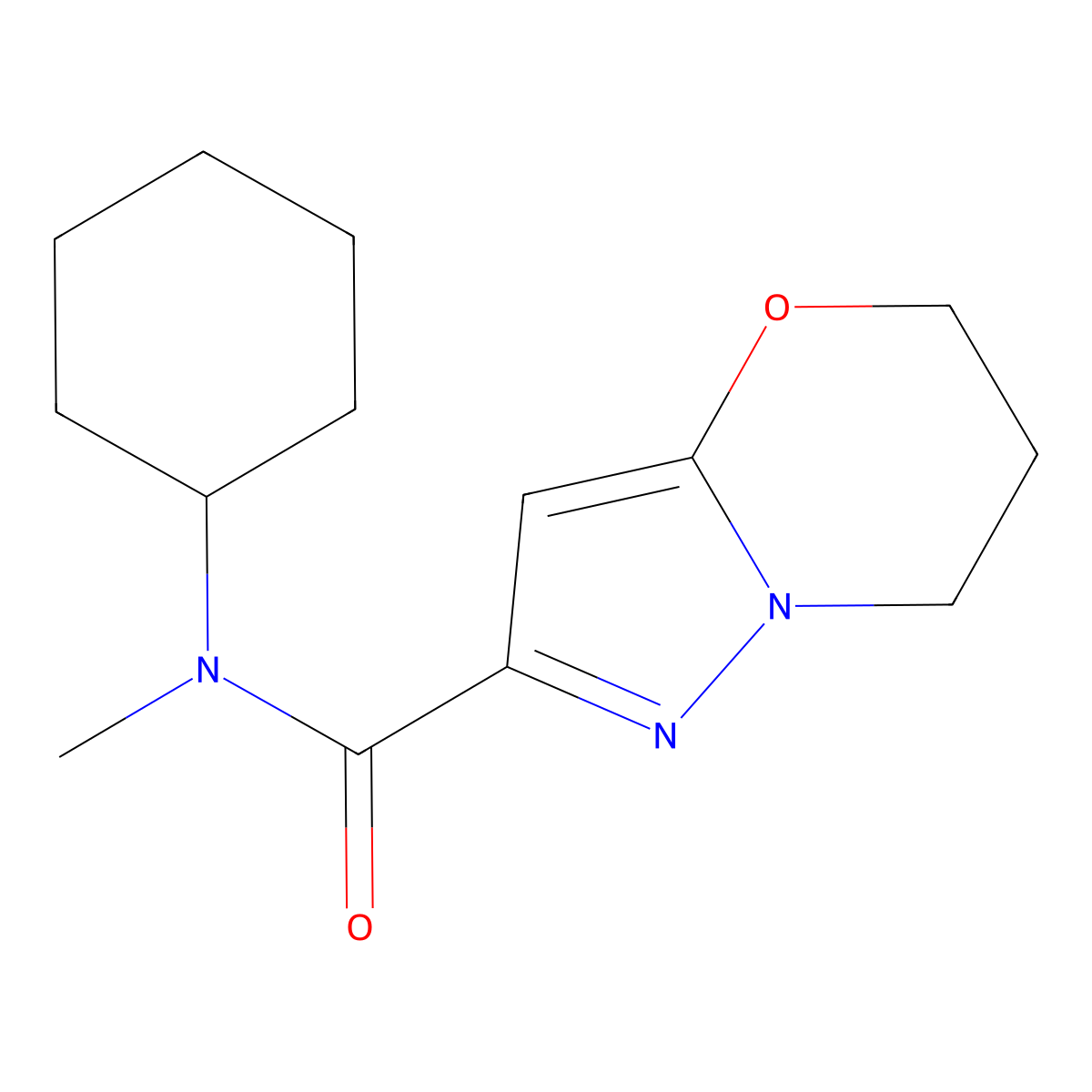 N-Cyclohexyl-N-methyl-5H,6H,7H-pyrazolo[3,2-B][1,3]oxazine-2-carboxamide molecular structure, CAS 1428352-36-6