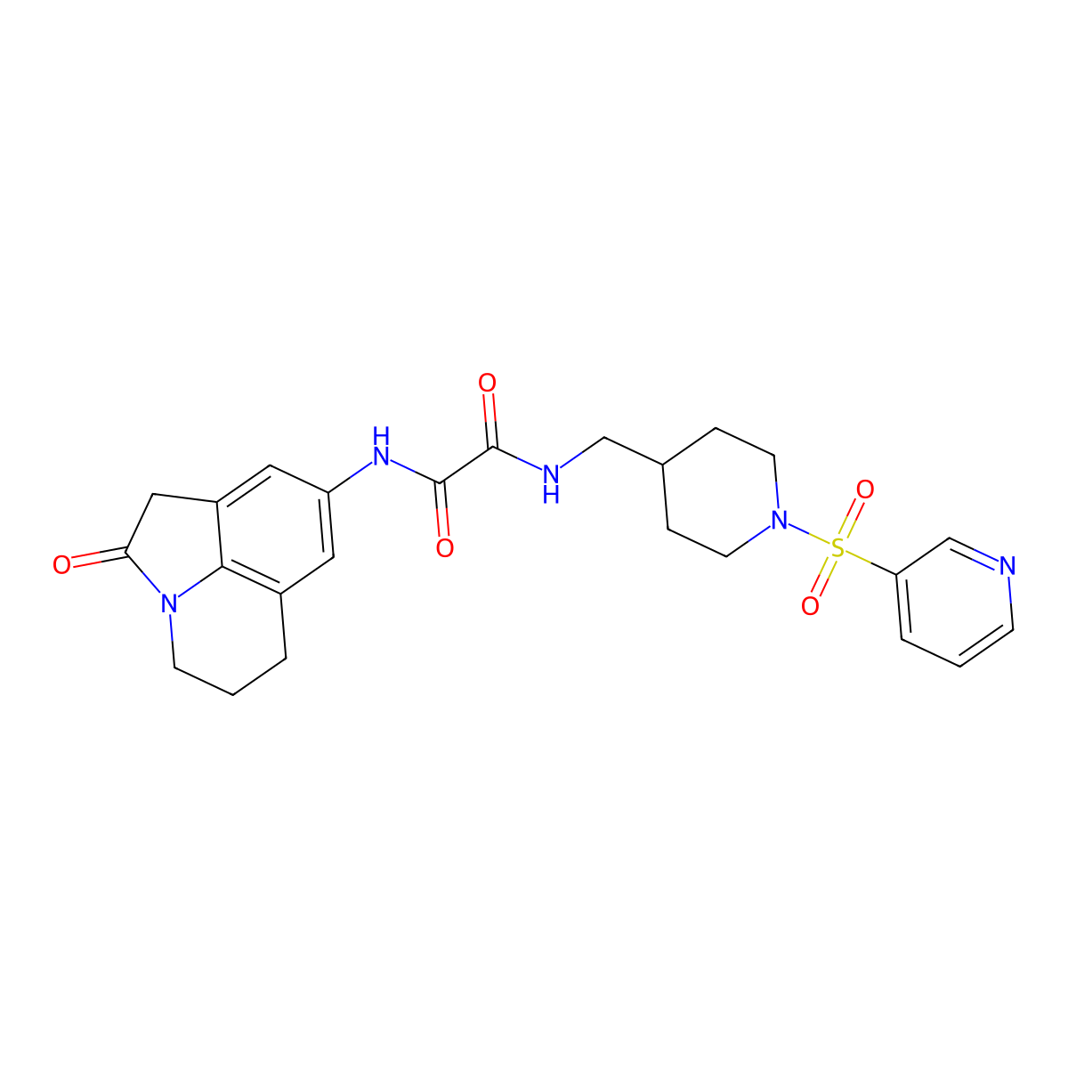 N-{2-oxo-1-azatricyclo[6.3.1.0^{4,12}]dodeca-4,6,8(12)-trien-6-yl}-N'-{[1-(pyridine-3-sulfonyl)piperidin-4-yl]methyl}ethanediamide molecular structure, CAS 1428352-41-3