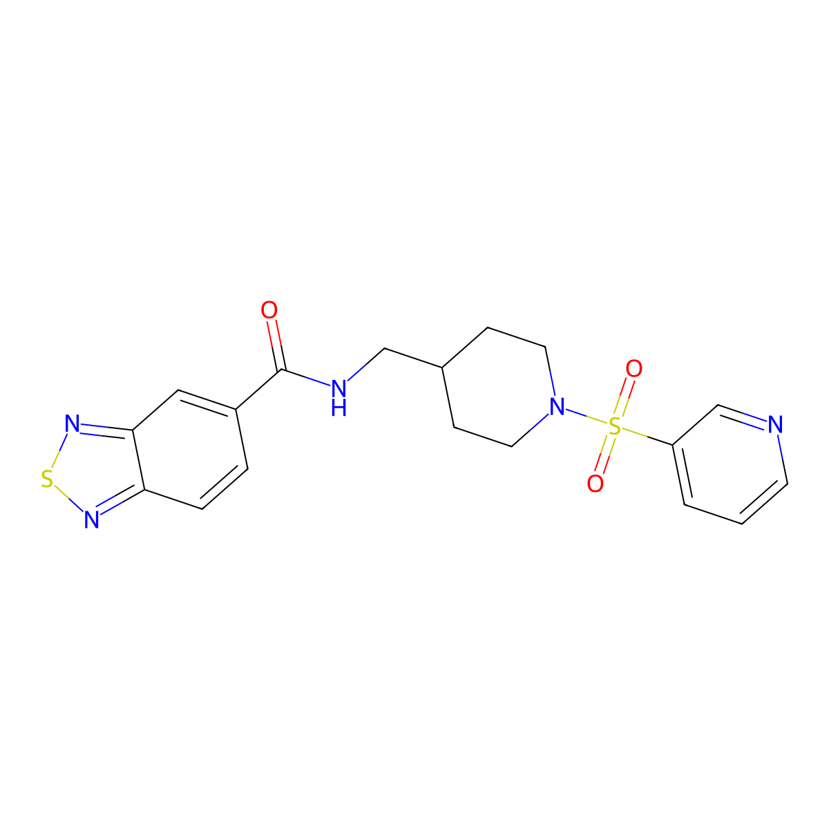 N-((1-(pyridin-3-ylsulfonyl)piperidin-4-yl)methyl)benzo[c][1,2,5]thiadiazole-5-carboxamide molecular structure, CAS 1428352-46-8