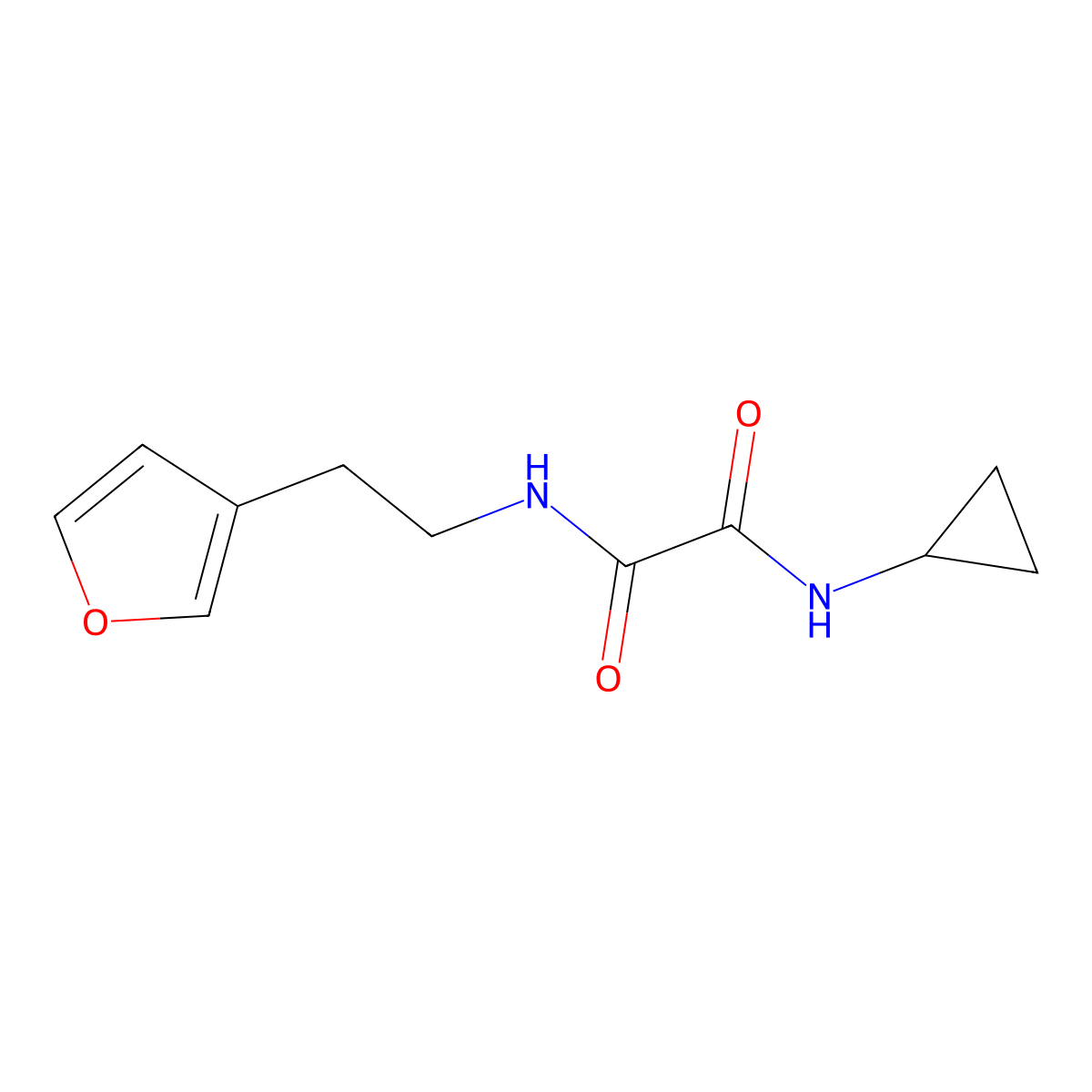 N1-cyclopropyl-N2-(2-(furan-3-yl)ethyl)oxalamide molecular structure, CAS 1428352-49-1