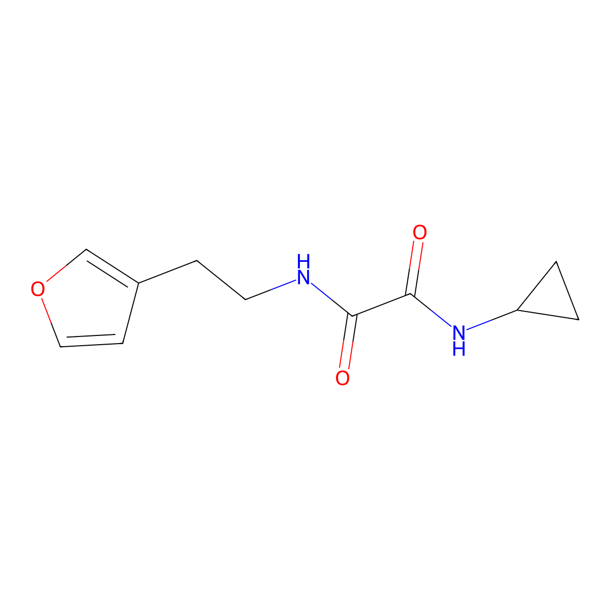 N1-cyclopropyl-N2-(2-(furan-3-yl)ethyl)oxalamide molecular structure, CAS 1428352-49-1