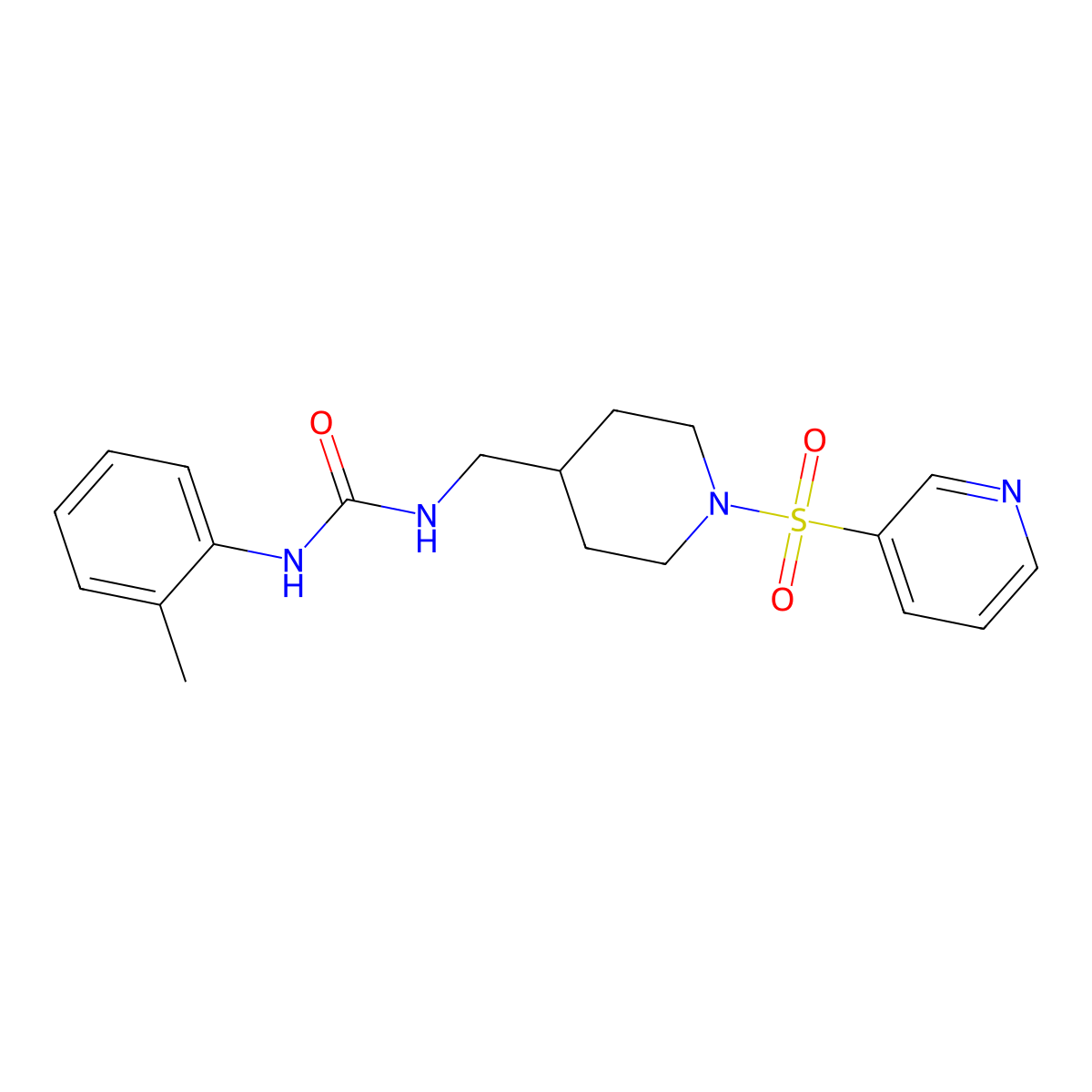 1-((1-(Pyridin-3-ylsulfonyl)piperidin-4-yl)methyl)-3-(o-tolyl)urea molecular structure, CAS 1428352-55-9