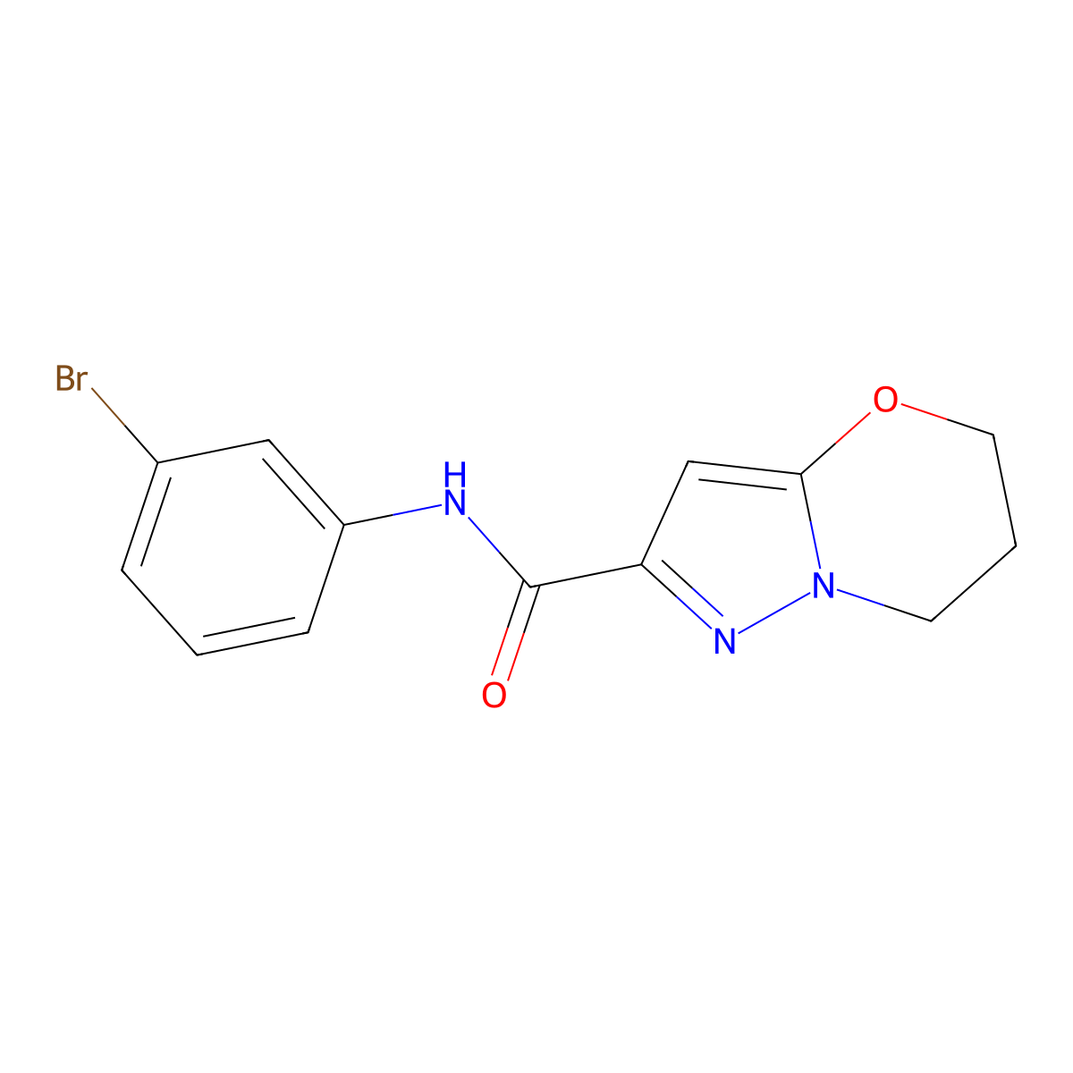 N-(3-bromophenyl)-6,7-dihydro-5H-pyrazolo[5,1-b][1,3]oxazine-2-carboxamide molecular structure, CAS 1428352-56-0