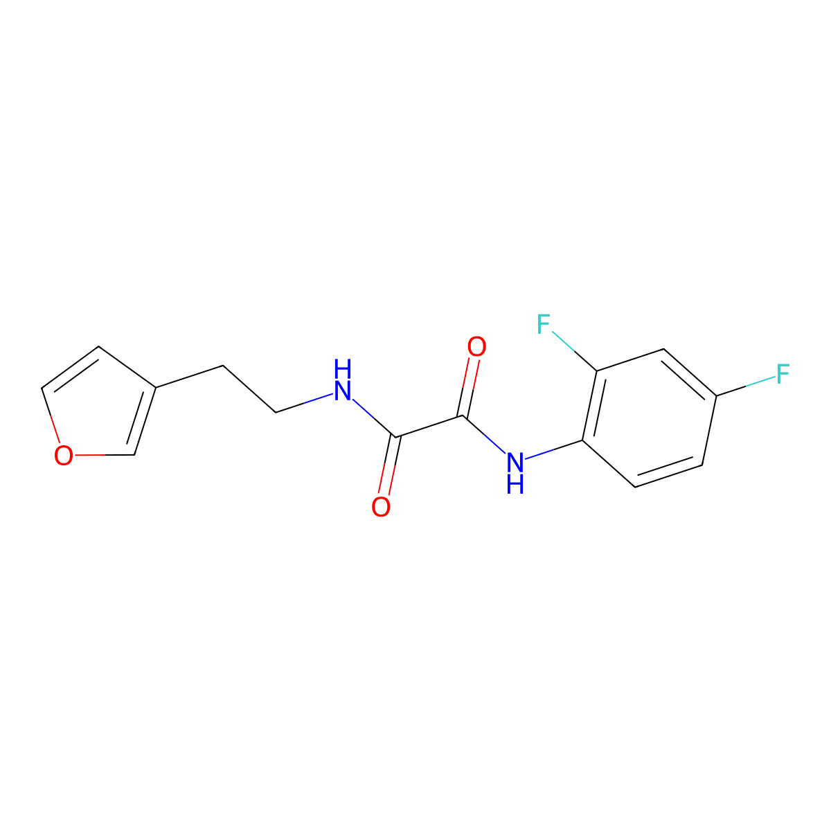N1-(2,4-difluorophenyl)-N2-(2-(furan-3-yl)ethyl)oxalamide molecular structure, CAS 1428352-59-3
