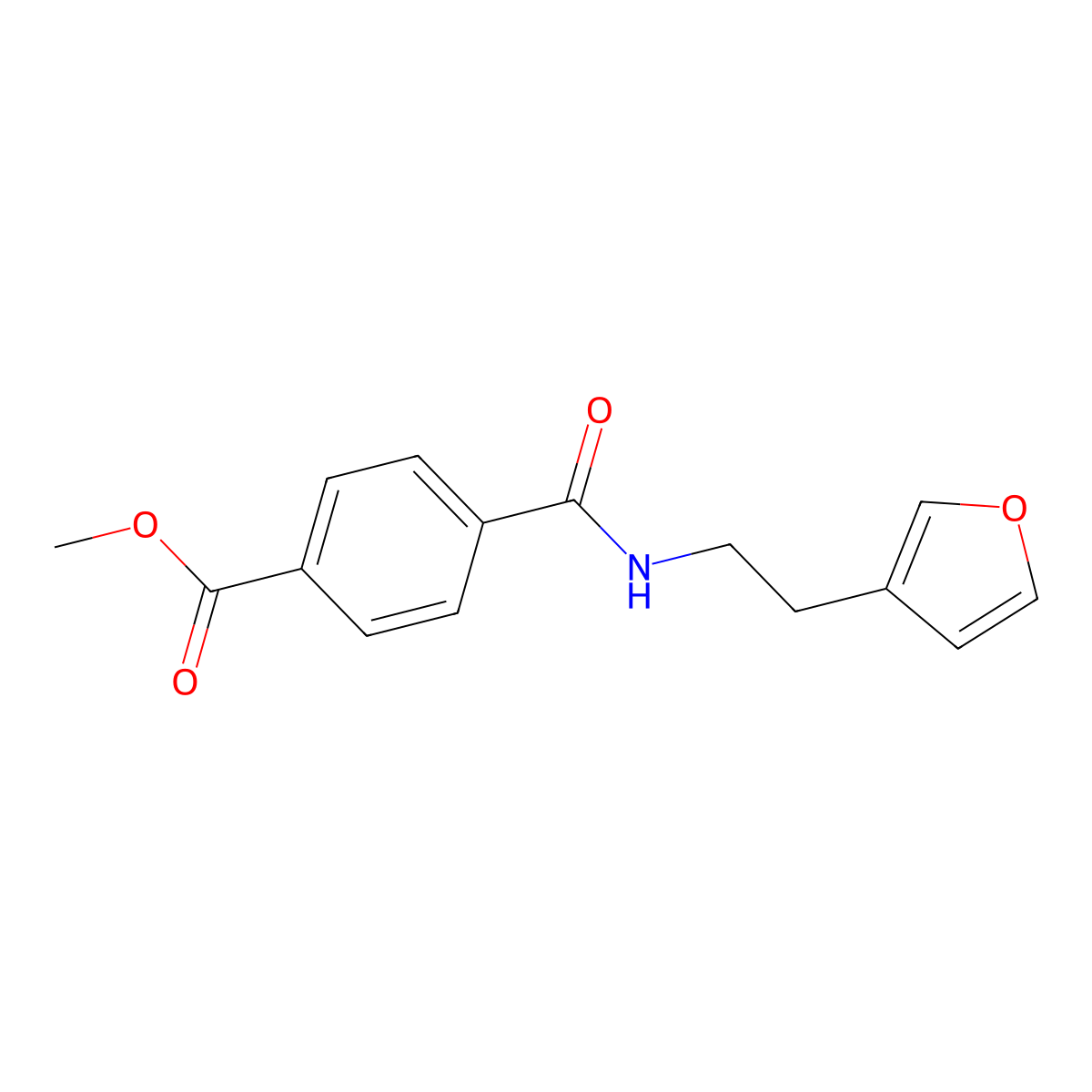 Methyl 4-((2-(furan-3-yl)ethyl)carbamoyl)benzoate molecular structure, CAS 1428352-60-6