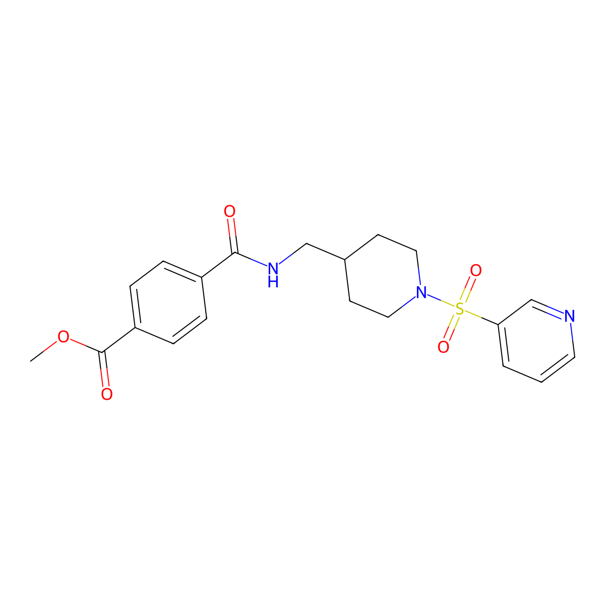 Methyl 4-(((1-(pyridin-3-ylsulfonyl)piperidin-4-yl)methyl)carbamoyl)benzoate molecular structure, CAS 1428352-61-7