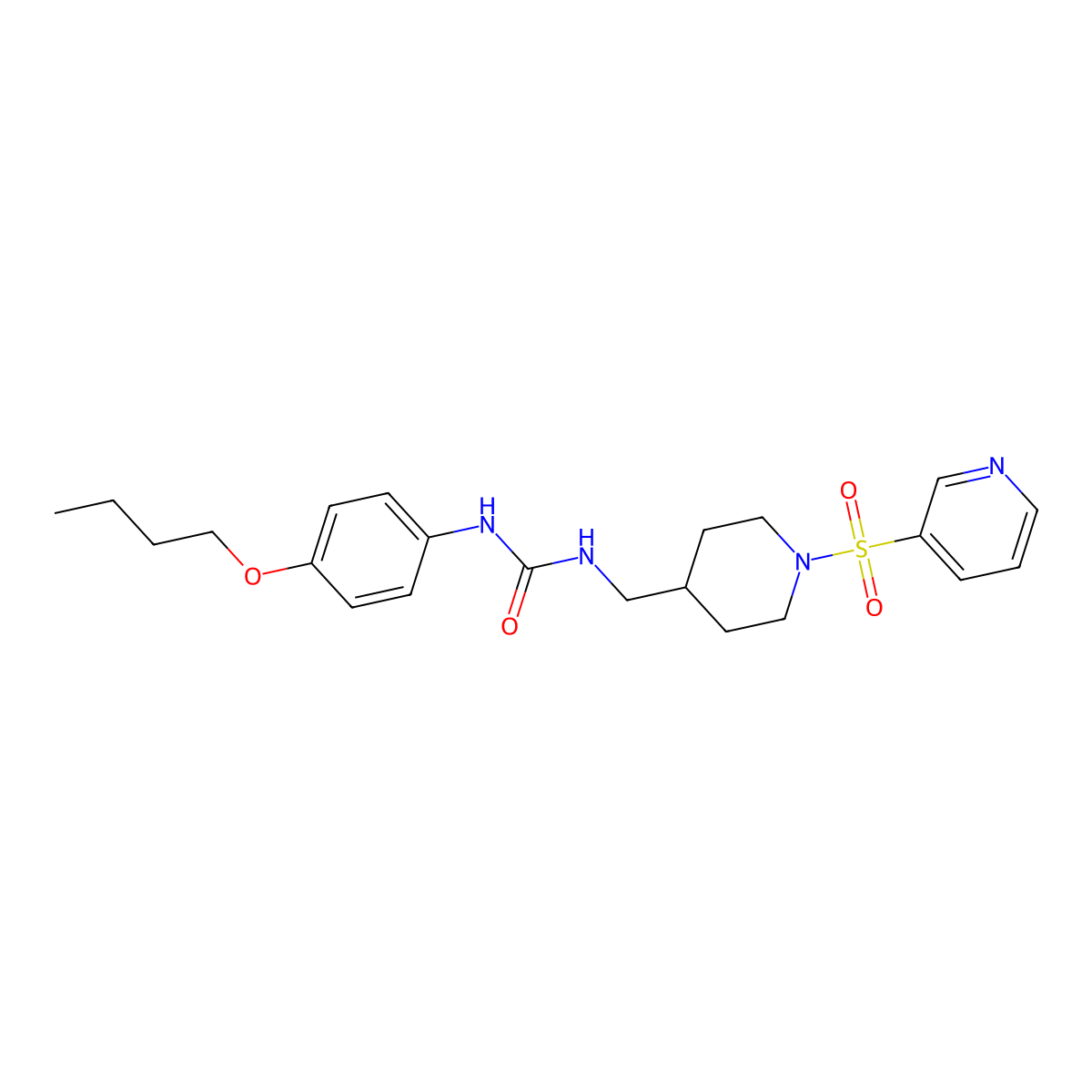 1-(4-Butoxyphenyl)-3-((1-(pyridin-3-ylsulfonyl)piperidin-4-yl)methyl)urea molecular structure, CAS 1428352-65-1